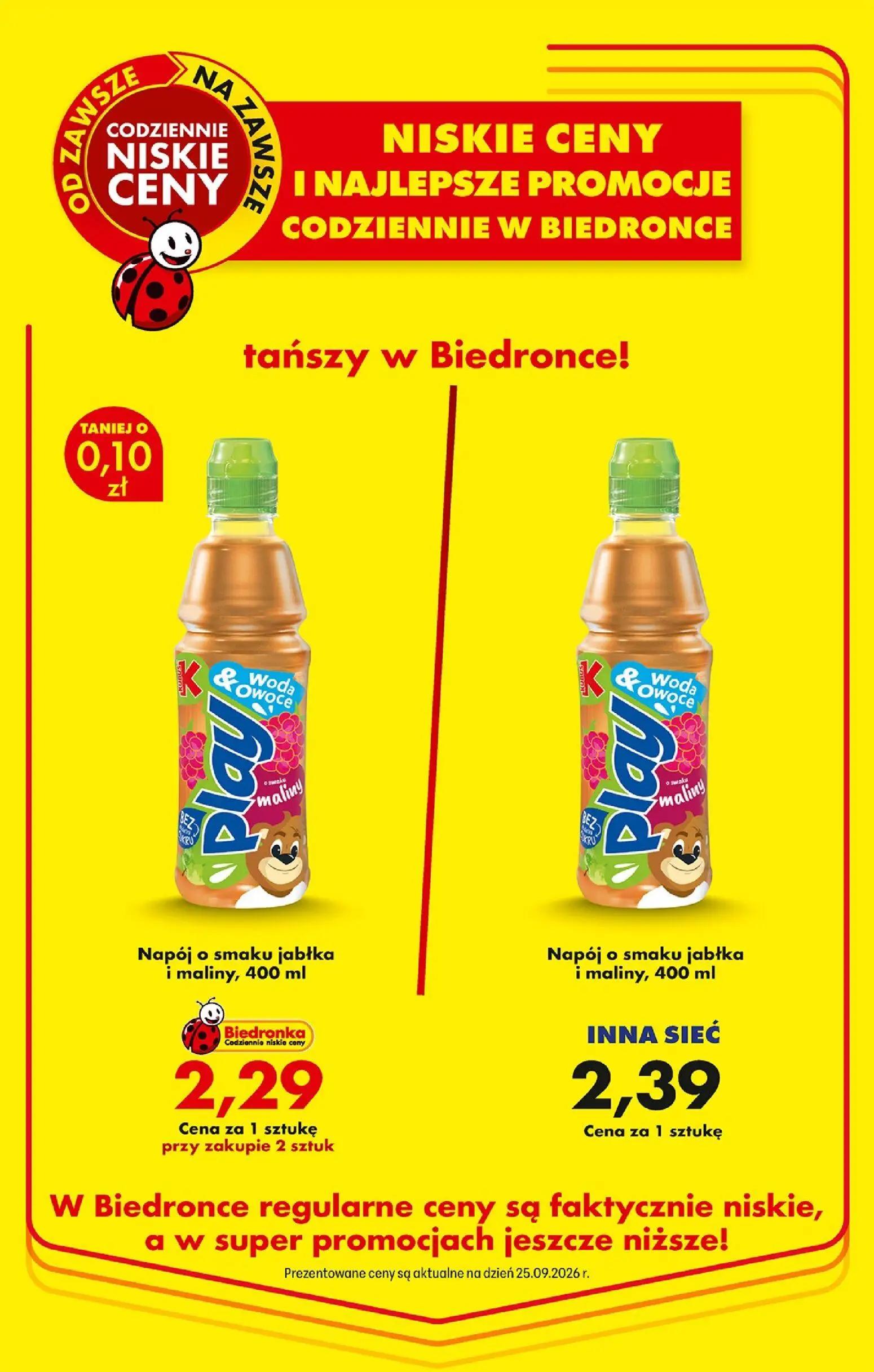 Biedronka gazetka, strona 106 z 106 — Napój o smaku jabłka i maliny, Napój o smaku jabłka i maliny