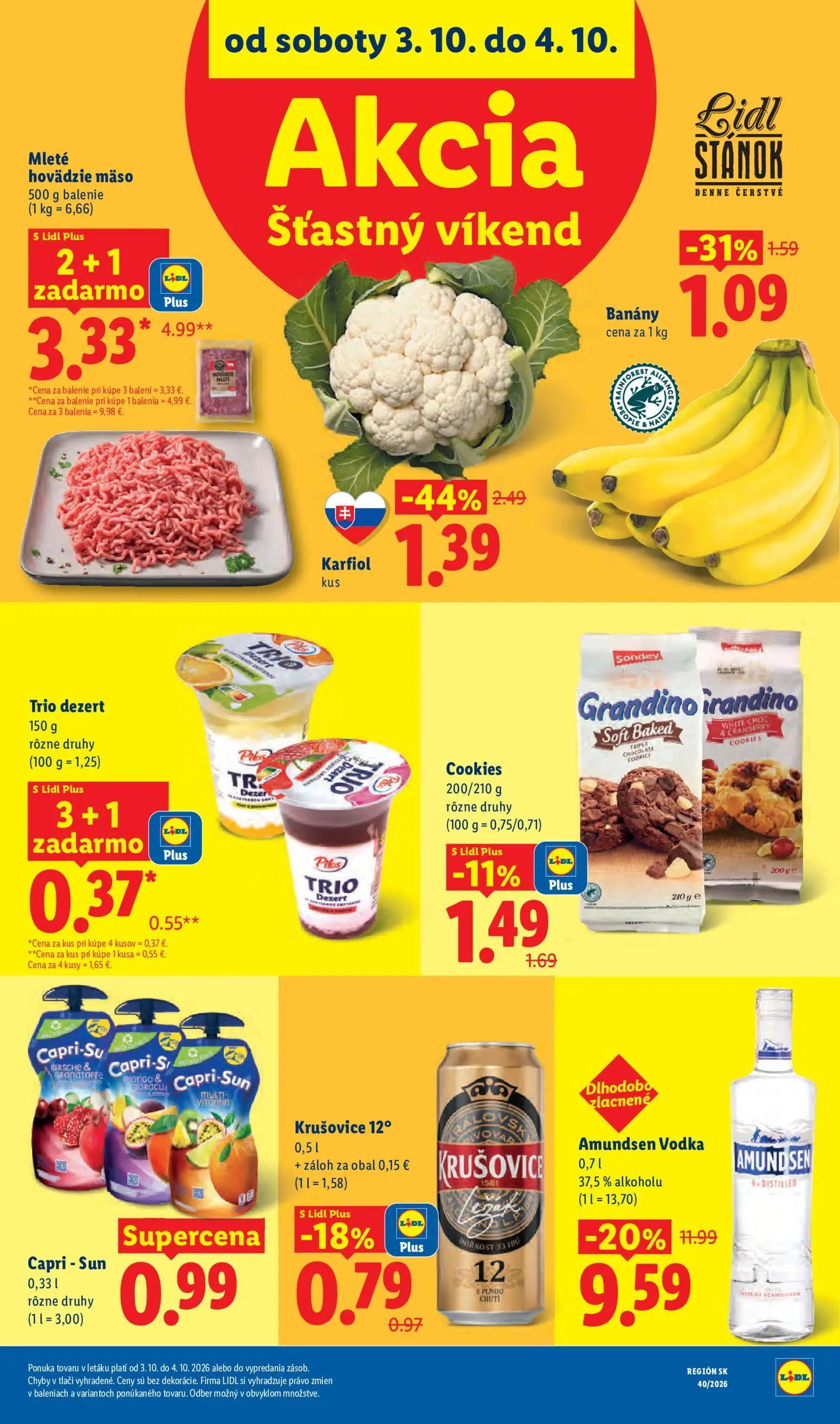 Lidl leták, strana 95 z 100 — Amundsen Vodka, Mleté hovädzie mäso, Karfiol