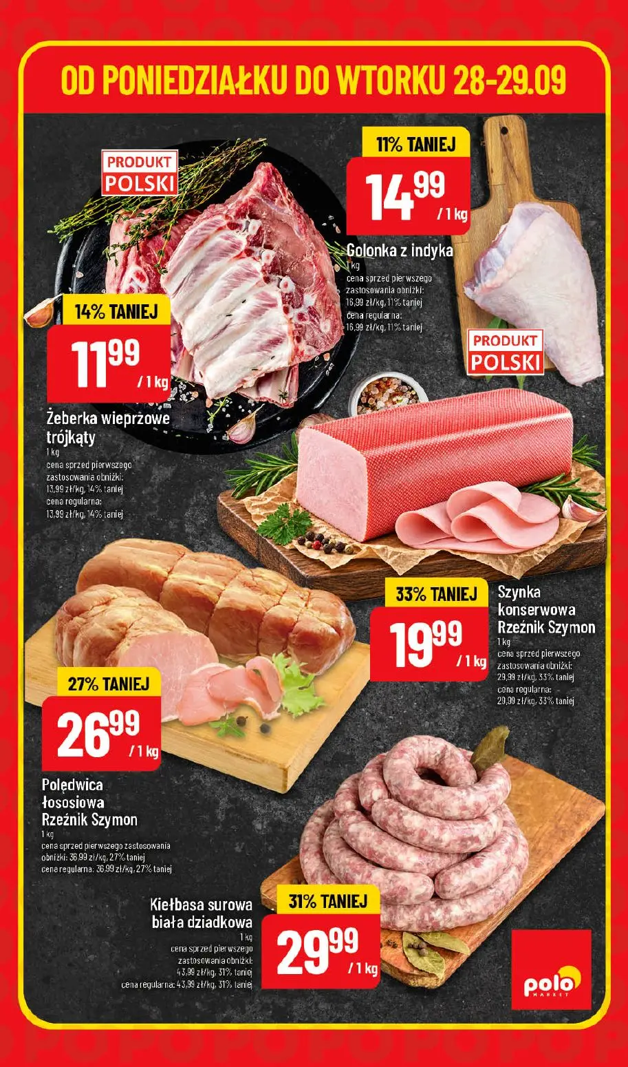 POLOmarket gazetka, strona 3 z 6 — Kiełbasa surowa biała dziadkowa, Polędwica łososiowa Rzeźnik Szymon, Szynka konserwowa Rz…