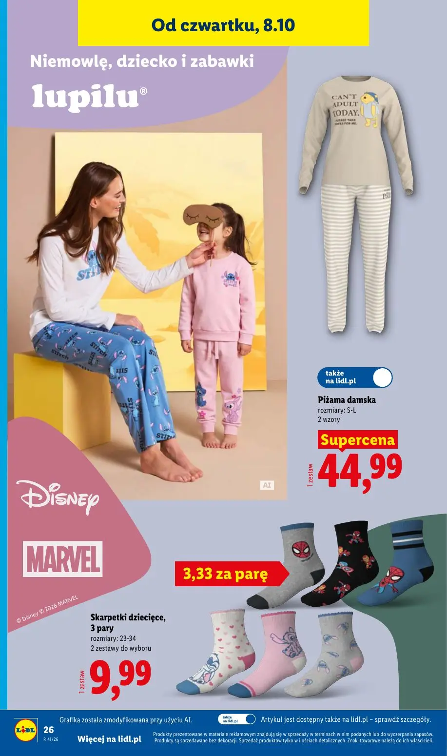 Lidl gazetka, strona 36 z 60 — Piżama damska, Skarpetki dziecięce