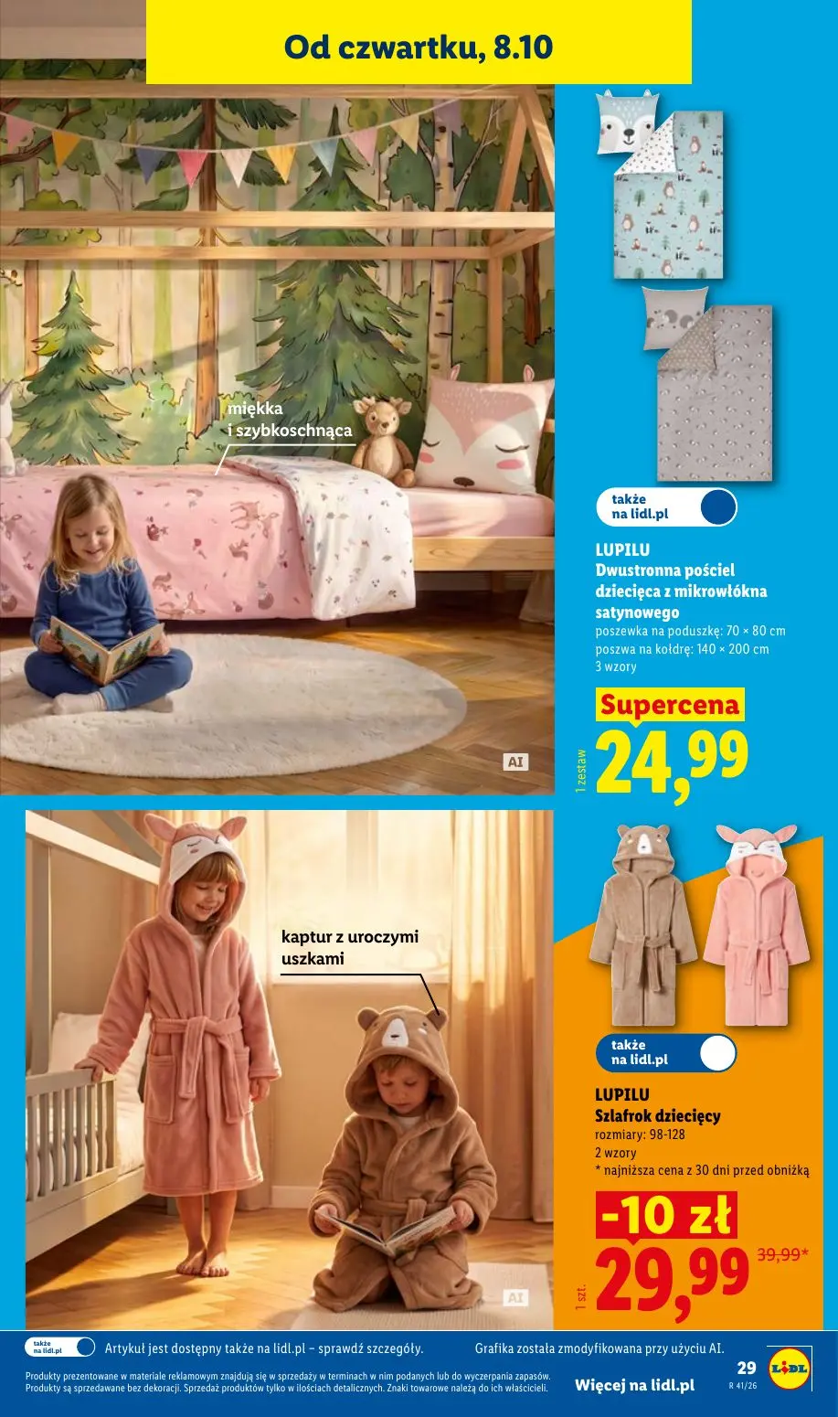 Lidl gazetka, strona 39 z 60 — LUPILU Szlafrok dziecięcy, LUPILU Dwustronna pościel dziecięca z mikrowłókna satynowego
