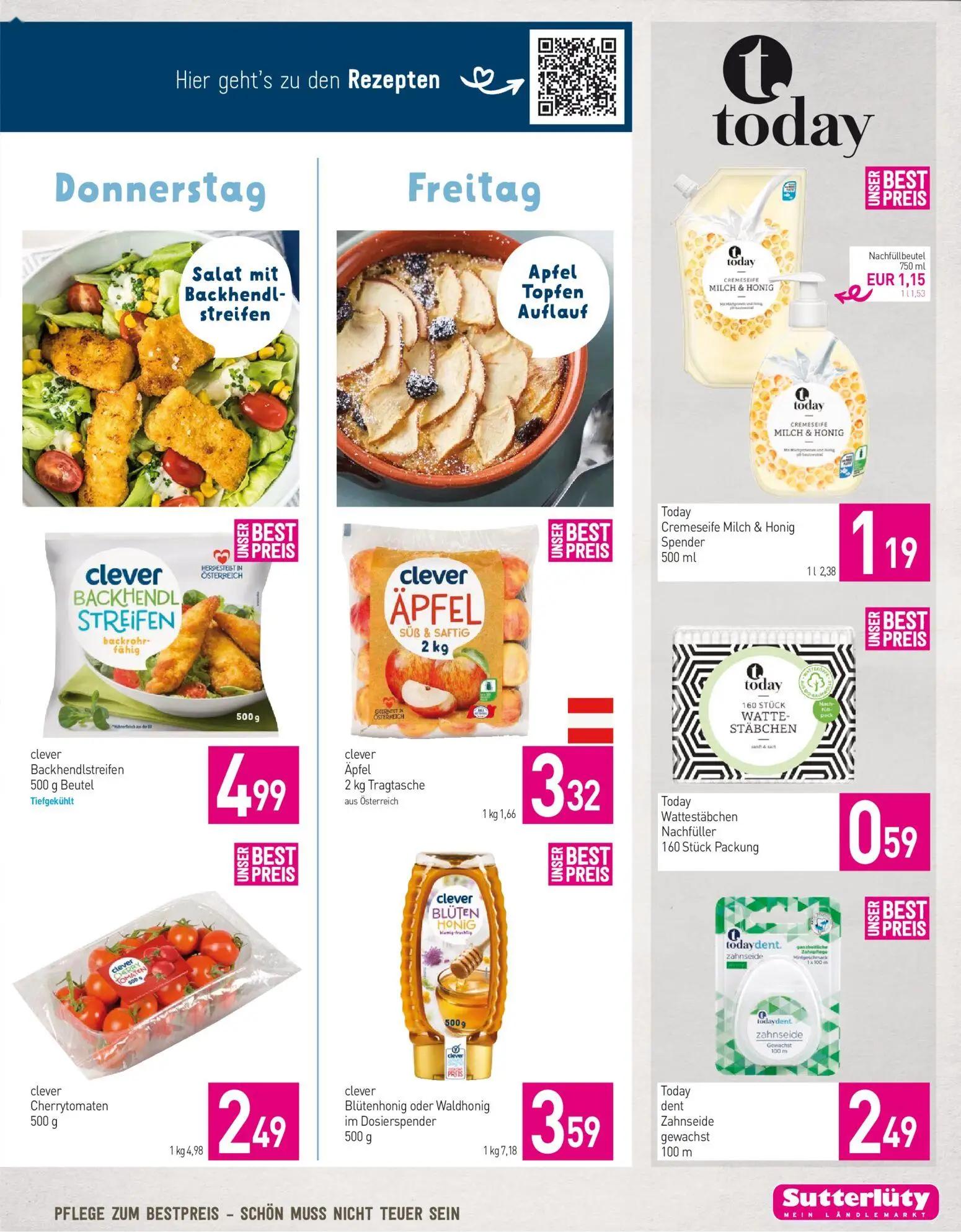 Sutterlüty Prospekt, Seite 5 von 8 — Today Cremeseife Milch & Honig Spender, Nachfüllbeutel Cremeseife Milch & Honig, clever…