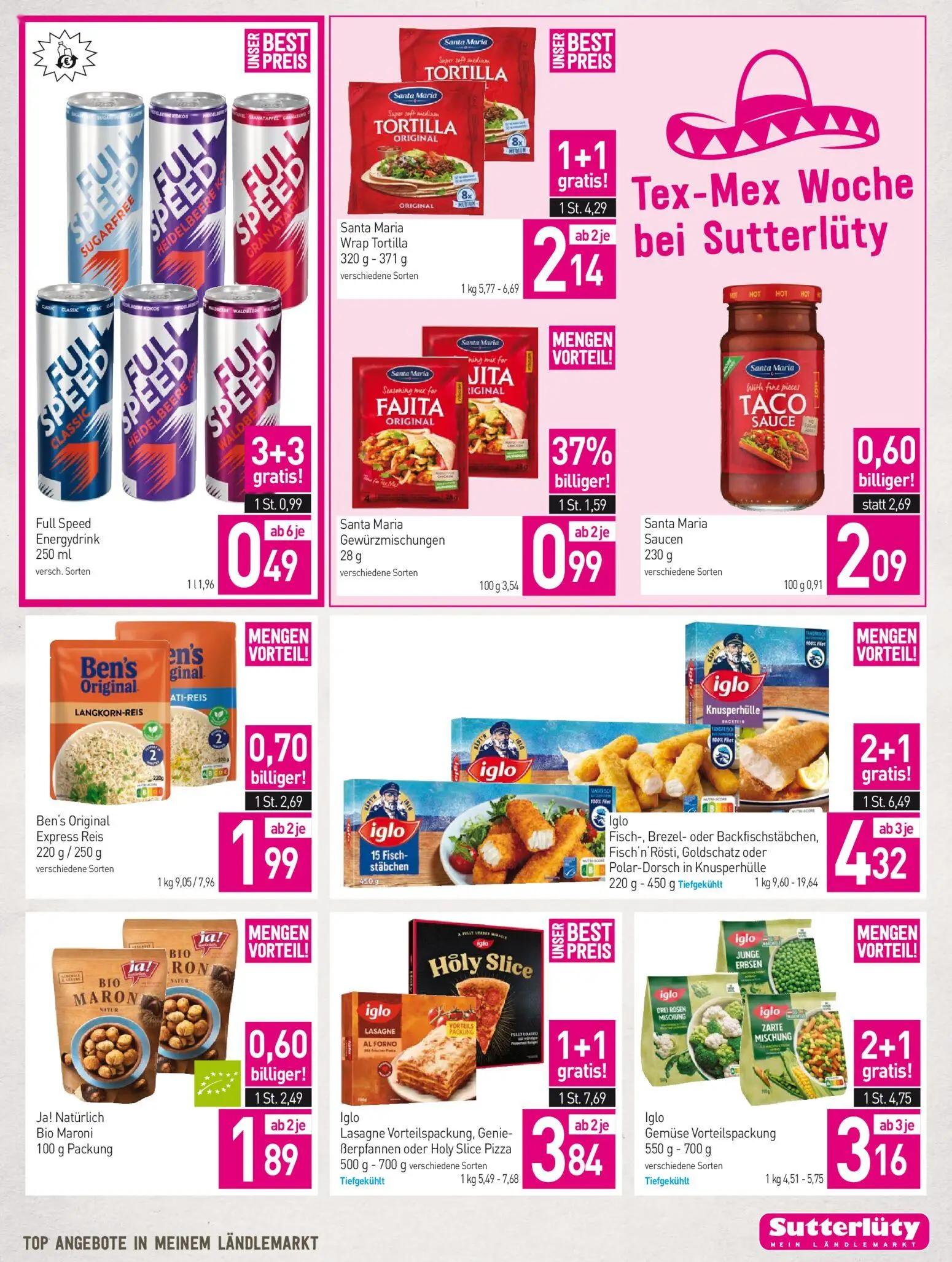 Sutterlüty Prospekt, Seite 7 von 8 — Iglo Lasagne Vorteilspackung, Genie-Berpfannen oder Holy Slice Pizza, Iglo Fisch-, Brez…