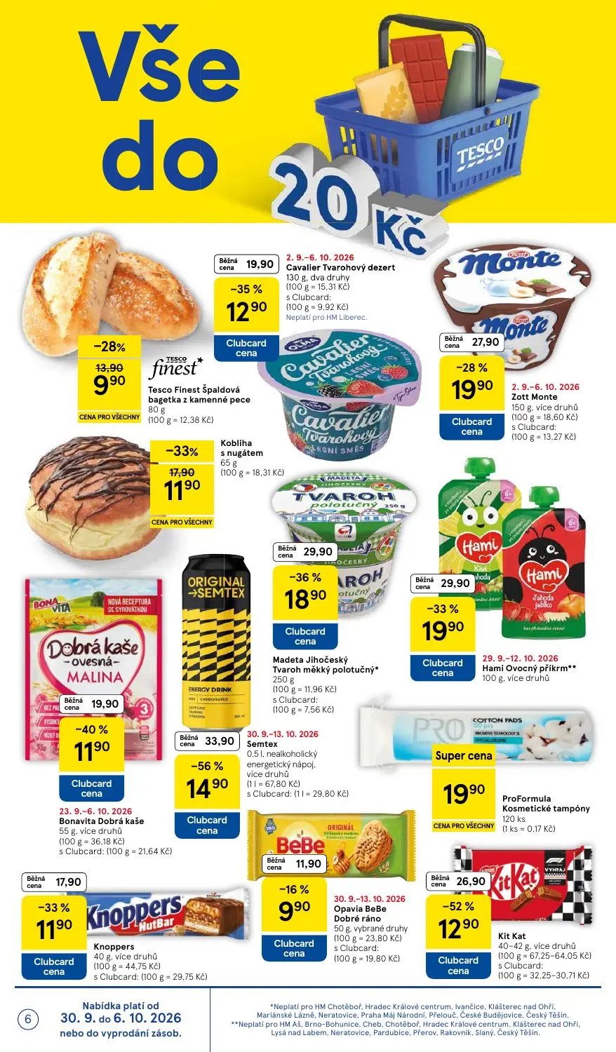 Tesco leták, strana 6 z 36 — Semtex, Kit Kat, Madeta Jihočeský Tvaroh měkký polotučný