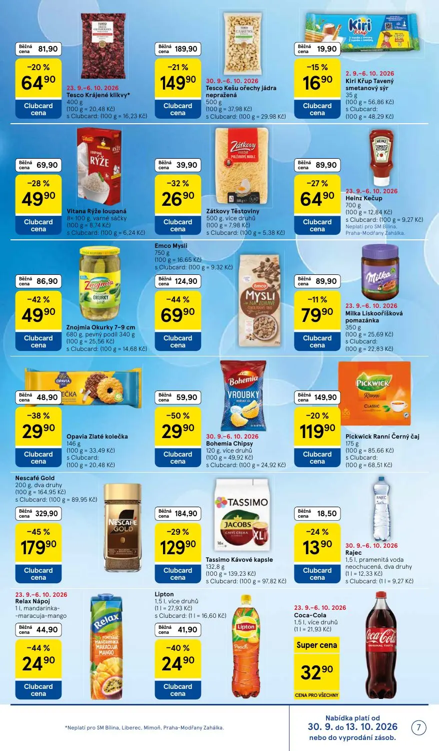 Tesco Supermarket leták, strana 7 z 16 — Nescafé Gold, Emco Mysli, Tassimo Kávové kapsle