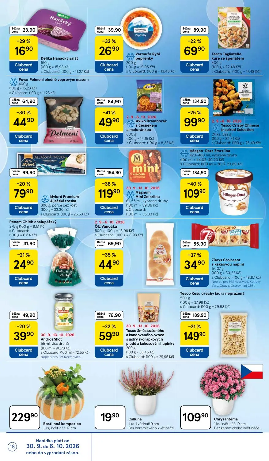 Tesco leták, strana 18 z 36 — Magnum Mini Zmrzlina, Häagen-Dazs Zmrzlina, Tesco Kešu ořechy jádra nepražená