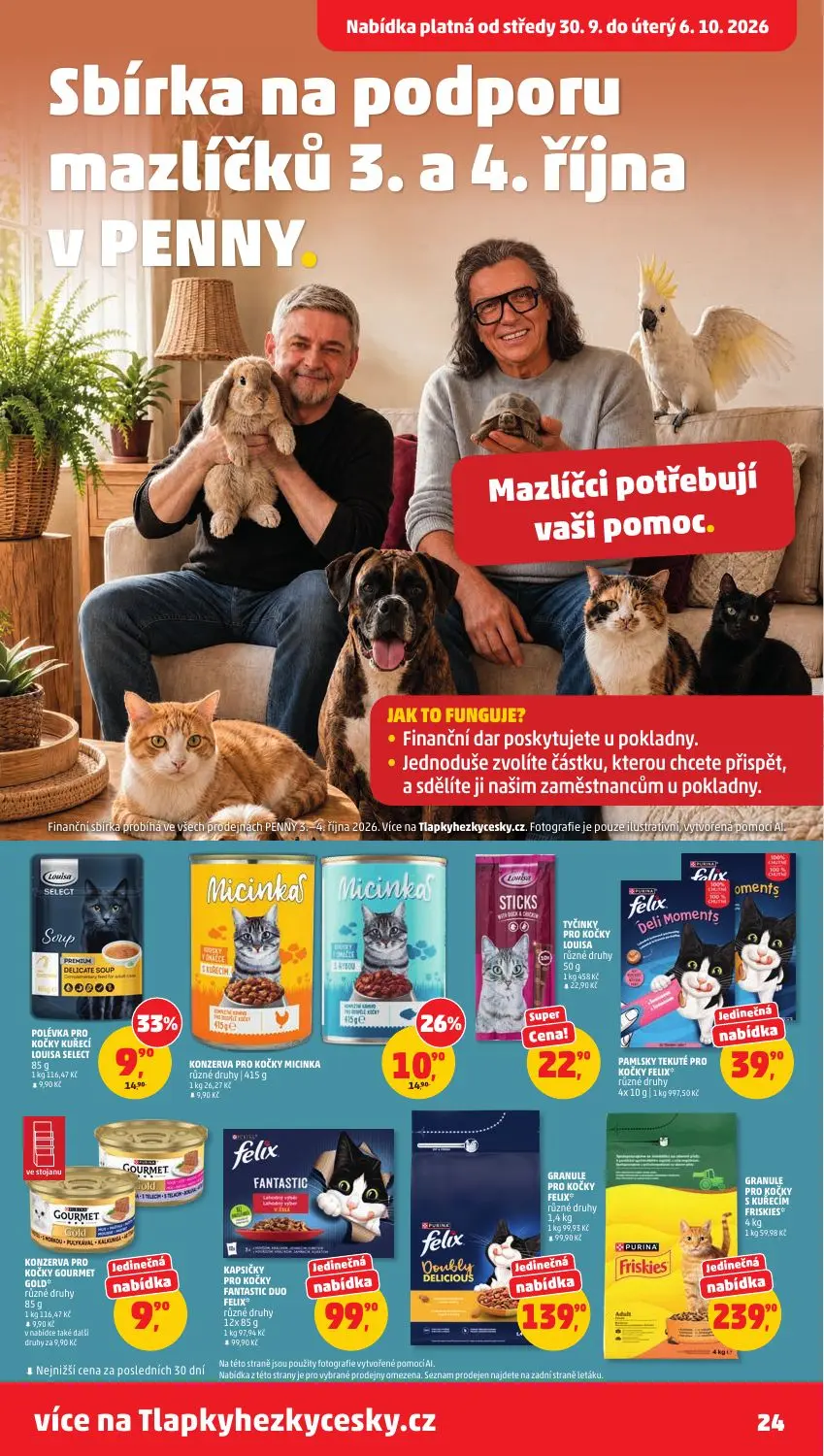 PENNY leták, strana 24 z 37 — GRANULE PRO KOČKY FELIX, POLÉVKA PRO KOČKY KUŘECÍ LOUISA SELECT, KONZERVA PRO KOČKY MICINKA