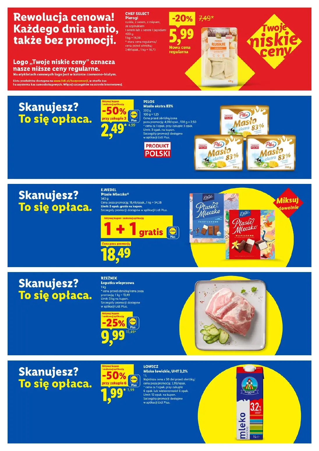 Lidl gazetka, strona 26 z 30 — RZEŹNIK Łopatka wieprzowa, PILOS Masło ekstra 83%, ŁOWICZ Mleko łowickie, UHT 3,2%