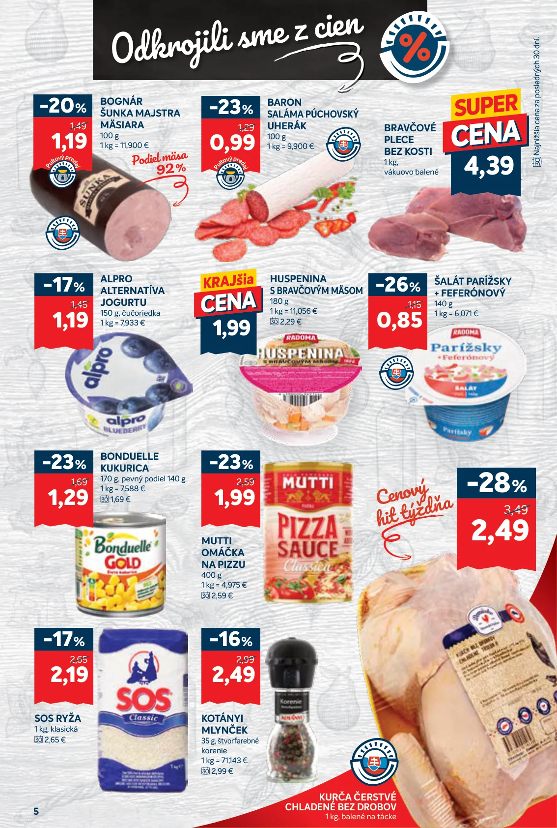 Kraj leták, strana 9 z 16 — KURČA ČERSTVÉ CHLADENÉ BEZ DROBOV, MUTTI OMÁČKA NA PIZZU, KOTÁNYI MLYNČEK