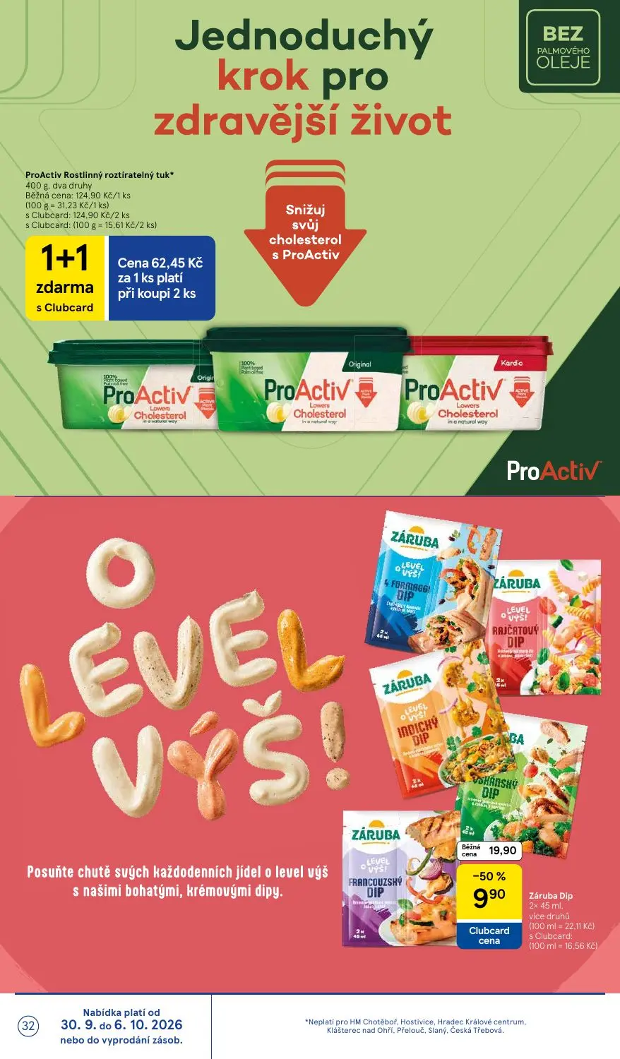 Tesco leták, strana 32 z 36 — ProActiv Rostlinný roztíratelný tuk, Záruba Dip