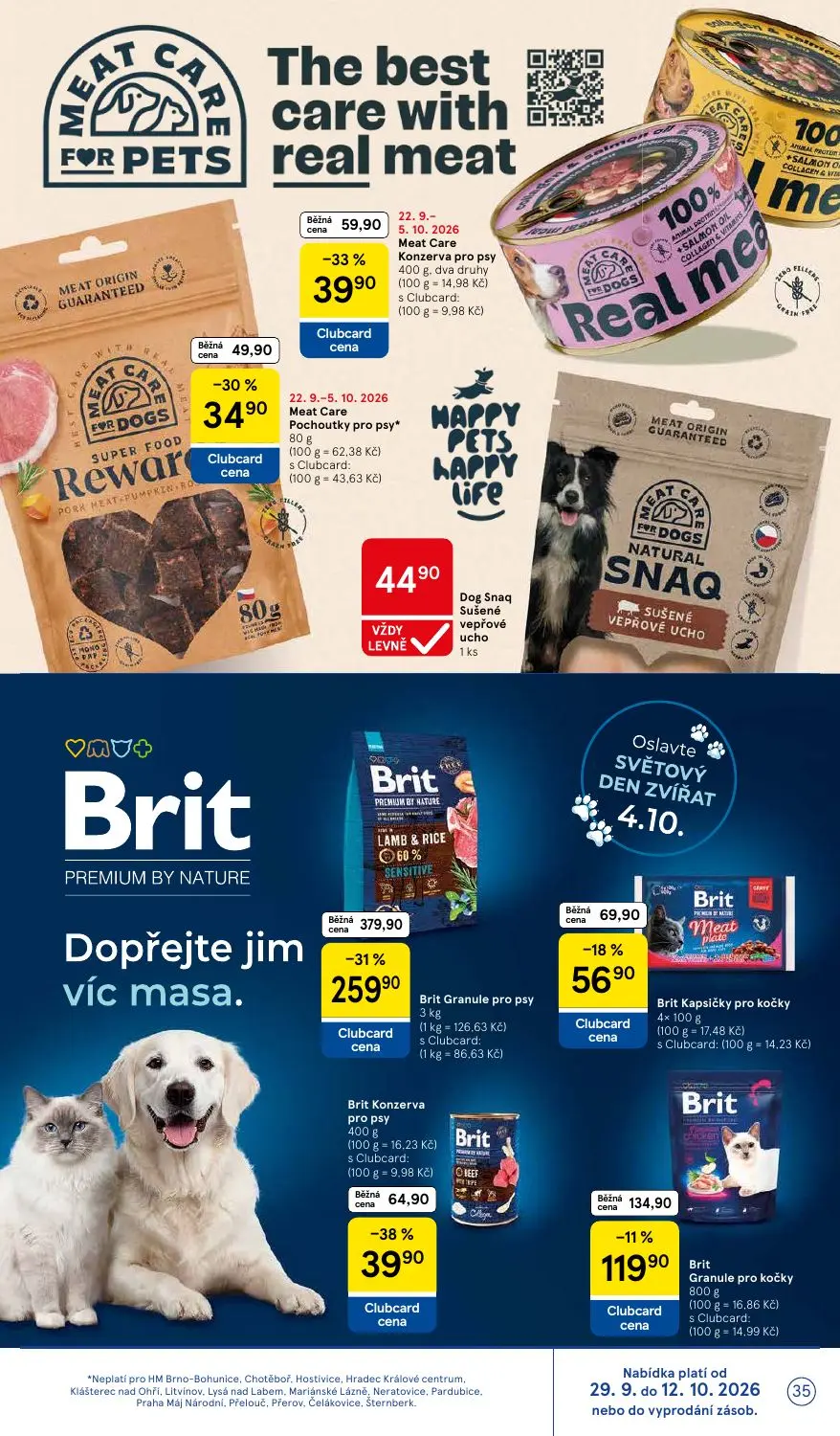 Tesco leták, strana 35 z 36 — Brit Granule pro psy, Brit Konzerva pro psy, Meat Care Konzerva pro psy