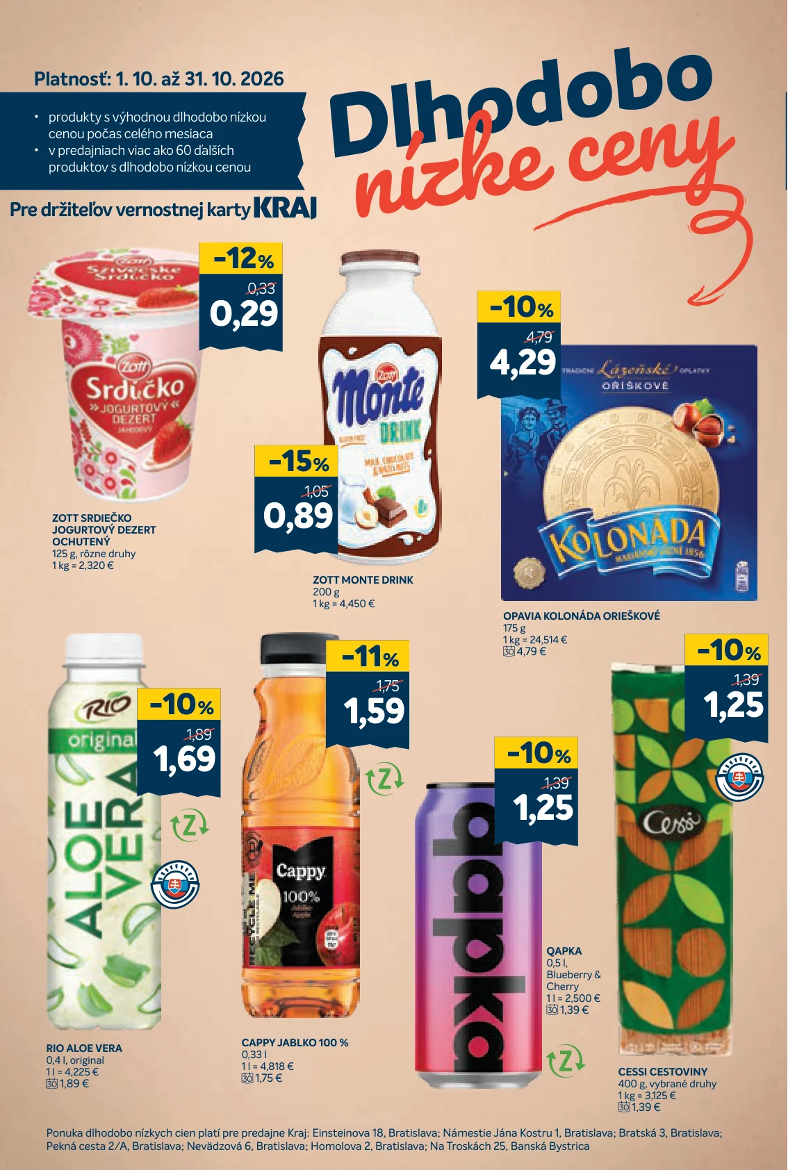 Kraj leták, strana 14 z 16 — OPAVIA KOLONÁDA ORIEŠKOVÉ, RIO ALOE VERA original, ZOTT MONTE DRINK