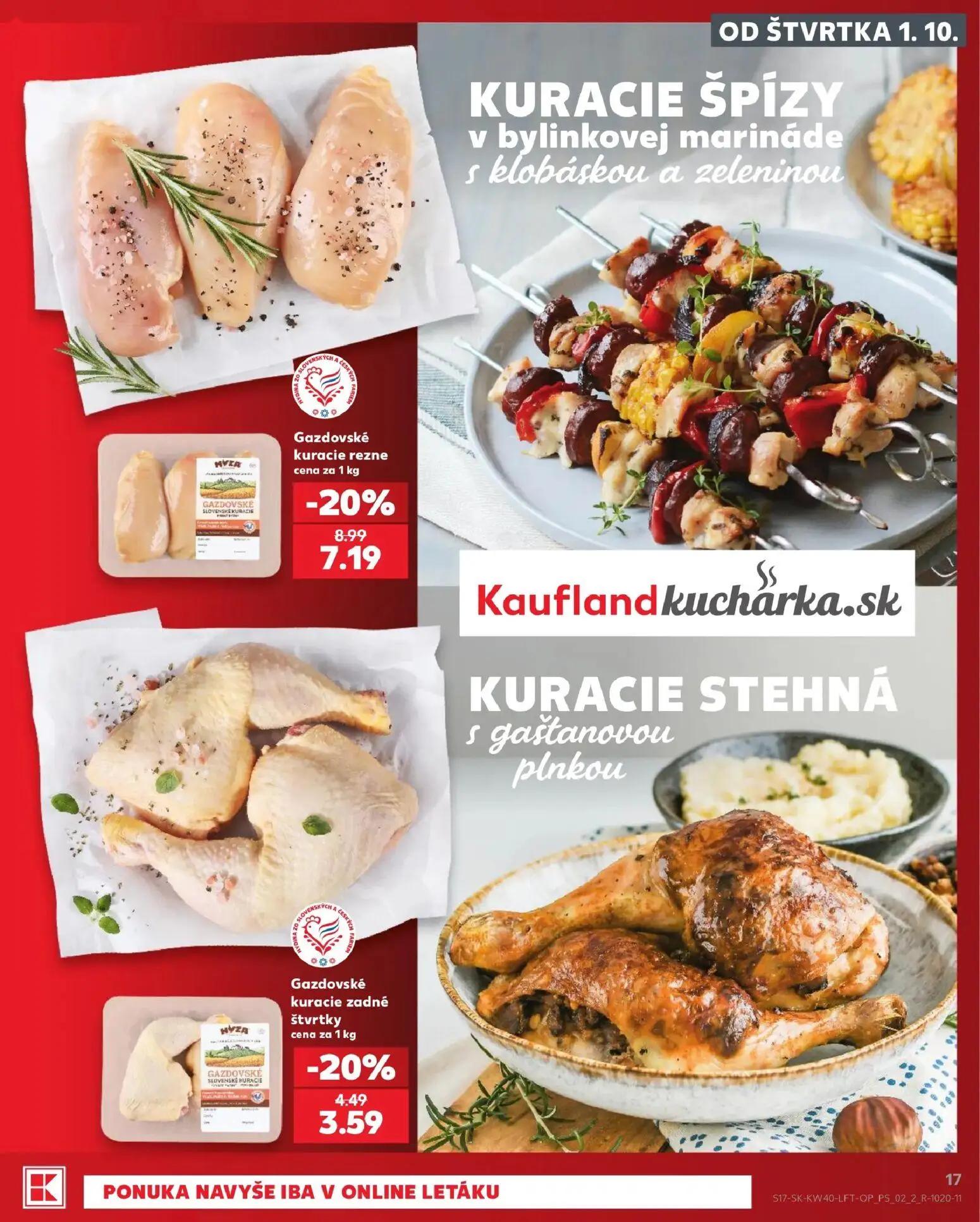 Kaufland leták, strana 17 z 76 — Gazdovské kuracie rezne, Gazdovské kuracie zadné štvrtky