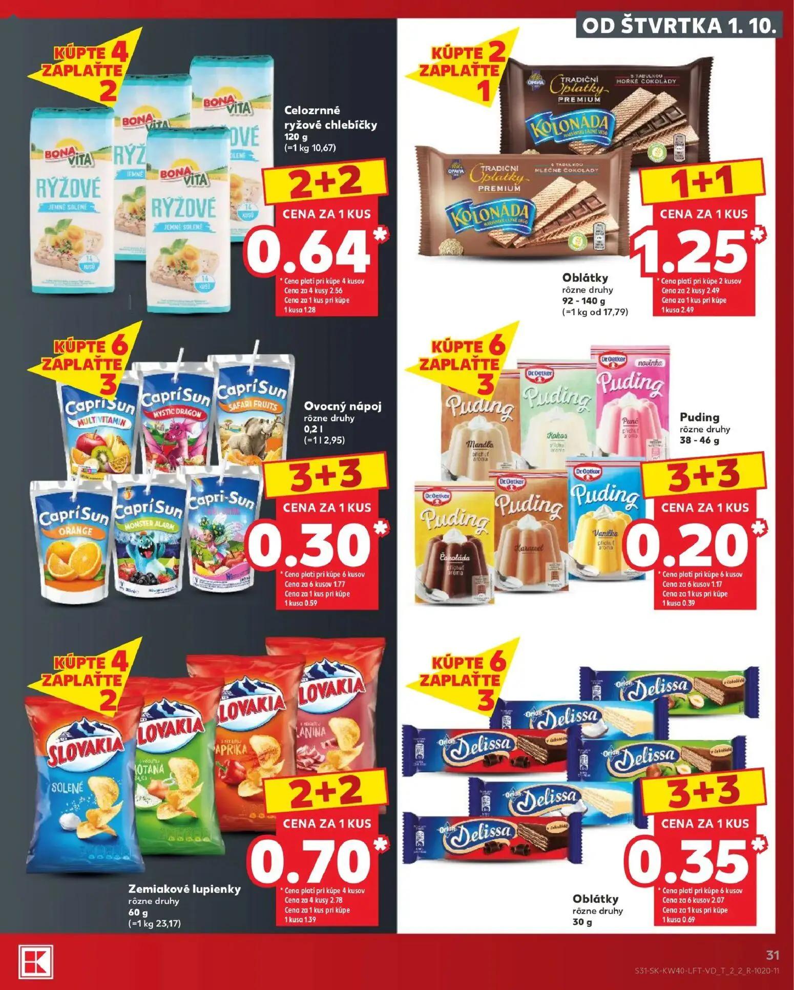 Kaufland leták, strana 31 z 76 — Oblátky KOLONÁDA, Zemiakové lupienky Slovakia, Oblátky Delissa