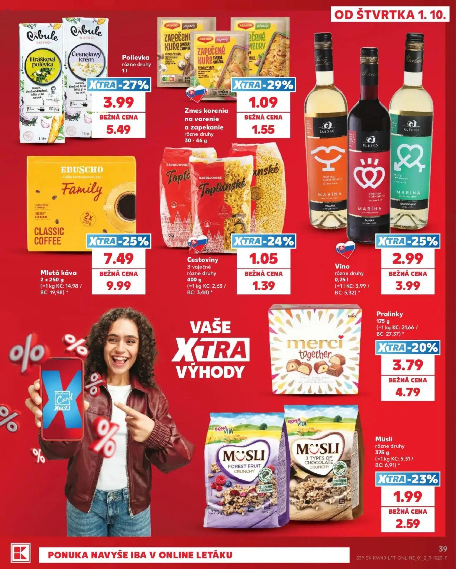 Kaufland leták, strana 39 z 76 — Mletá káva, Polievka, Víno