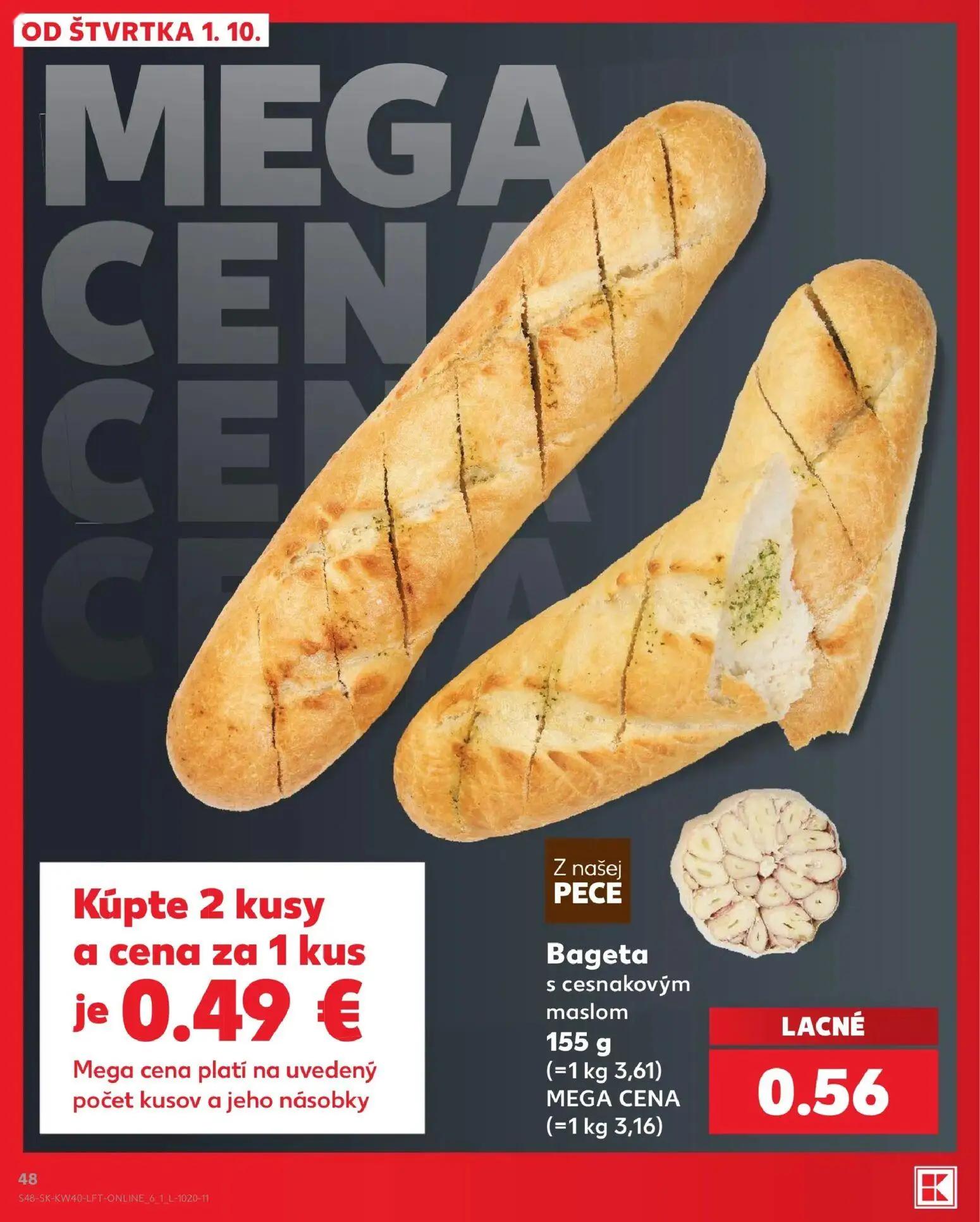 Kaufland leták, strana 48 z 76 — Bageta s cesnakovým maslom, Bageta s cesnakovým maslom