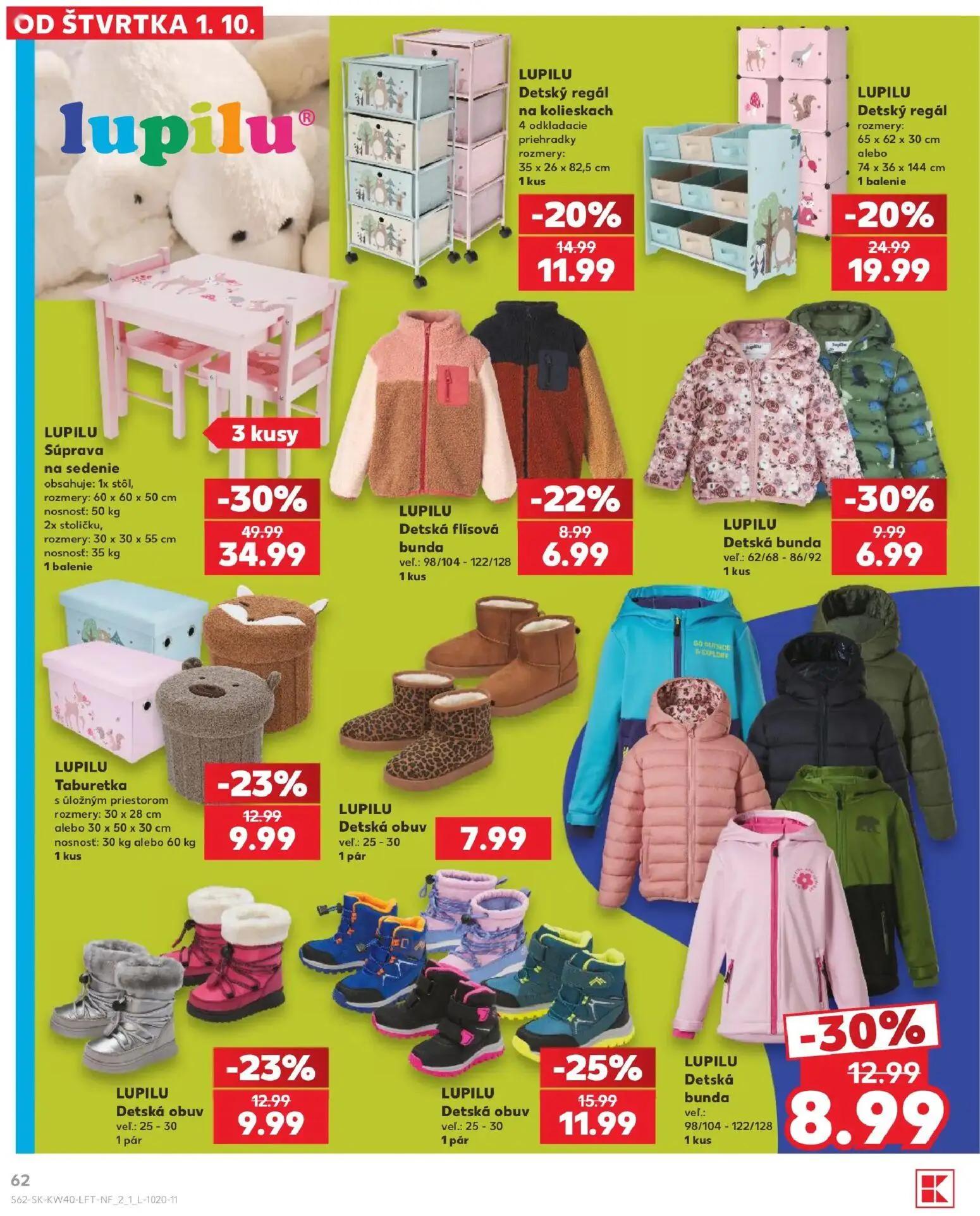Kaufland leták, strana 62 z 76 — Súprava na sedenie, Detský regál, Detská obuv