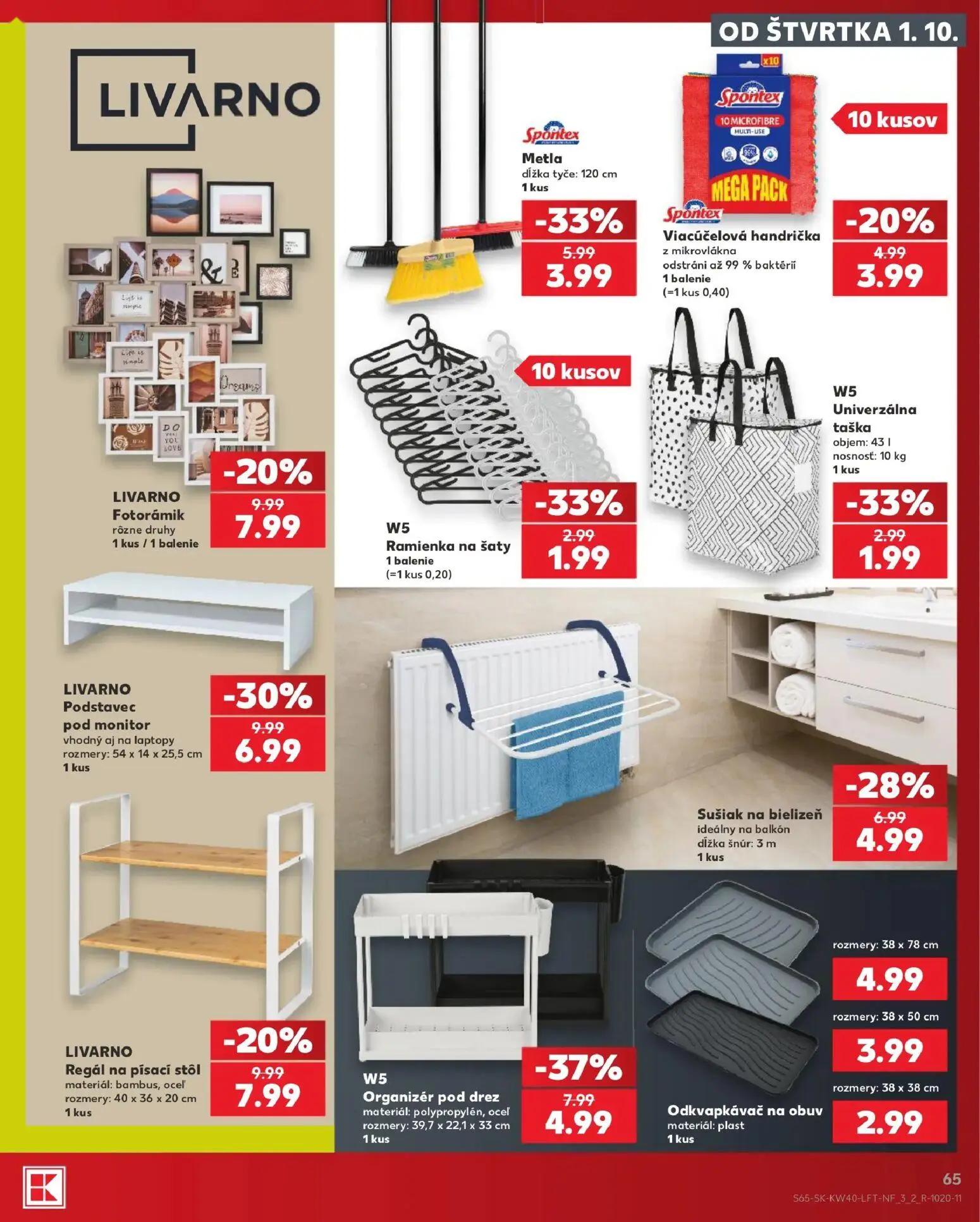 Kaufland leták, strana 65 z 76 — Podstavec pod monitor, Organizér pod drez, Fotorámik