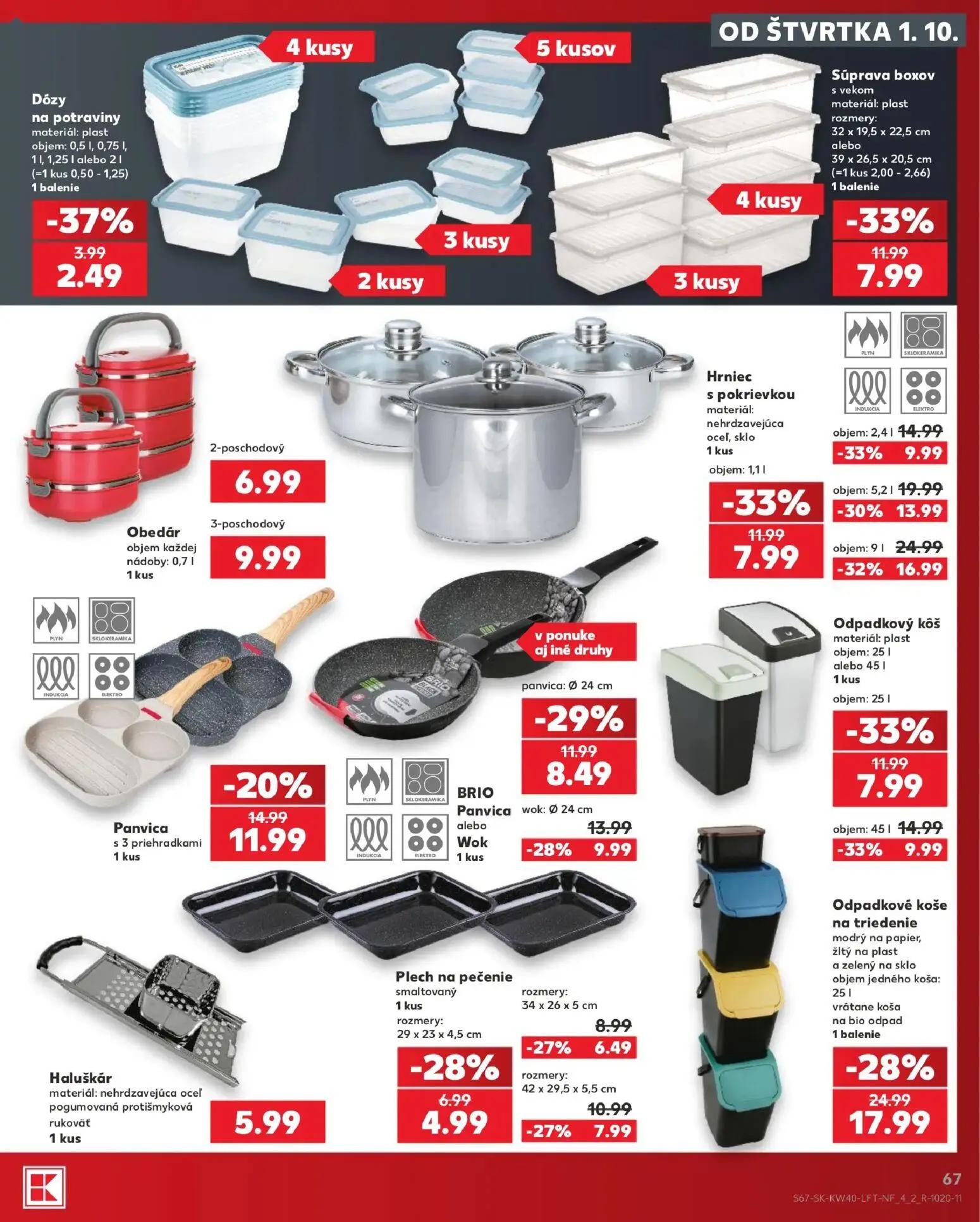 Kaufland leták, strana 67 z 76 — Hrniec s pokrievkou, Odpadkové koše na triedenie, Hrniec s pokrievkou