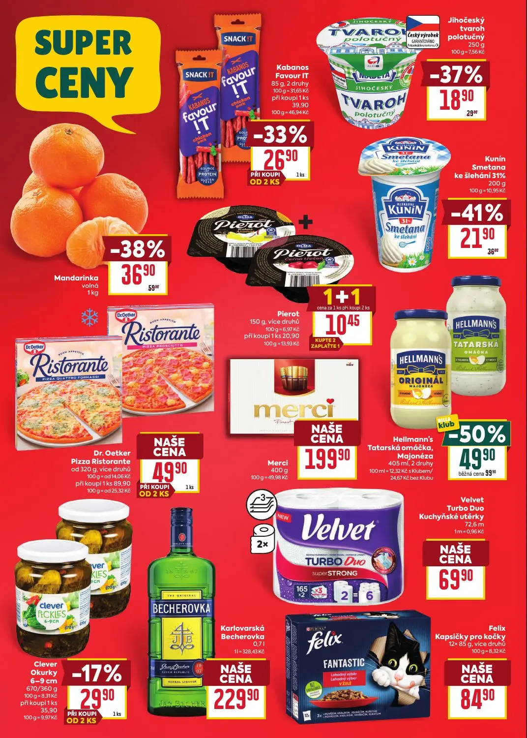Billa leták, strana 2 z 8 — Hellmann's Tatarská omáčka, Majonéza, Dr. Oetker Pizza Ristorante, Mandarinka