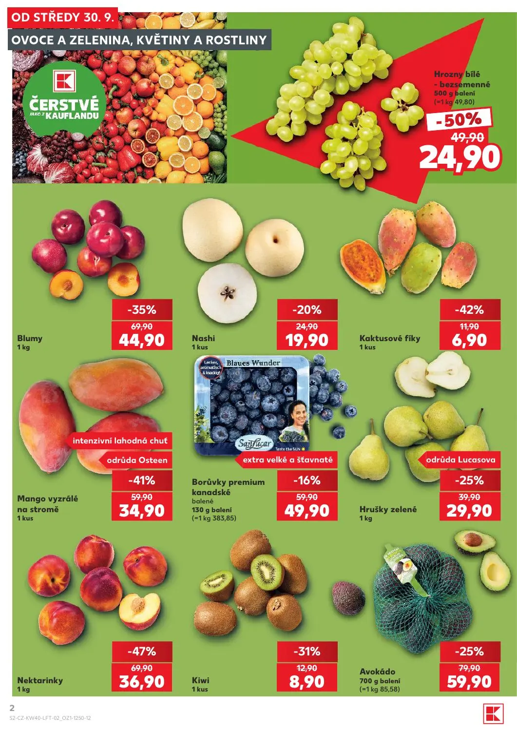 Kaufland leták, strana 2 z 54 — Nektarinky, Blumy, Hrozny bílé - bezsemenné