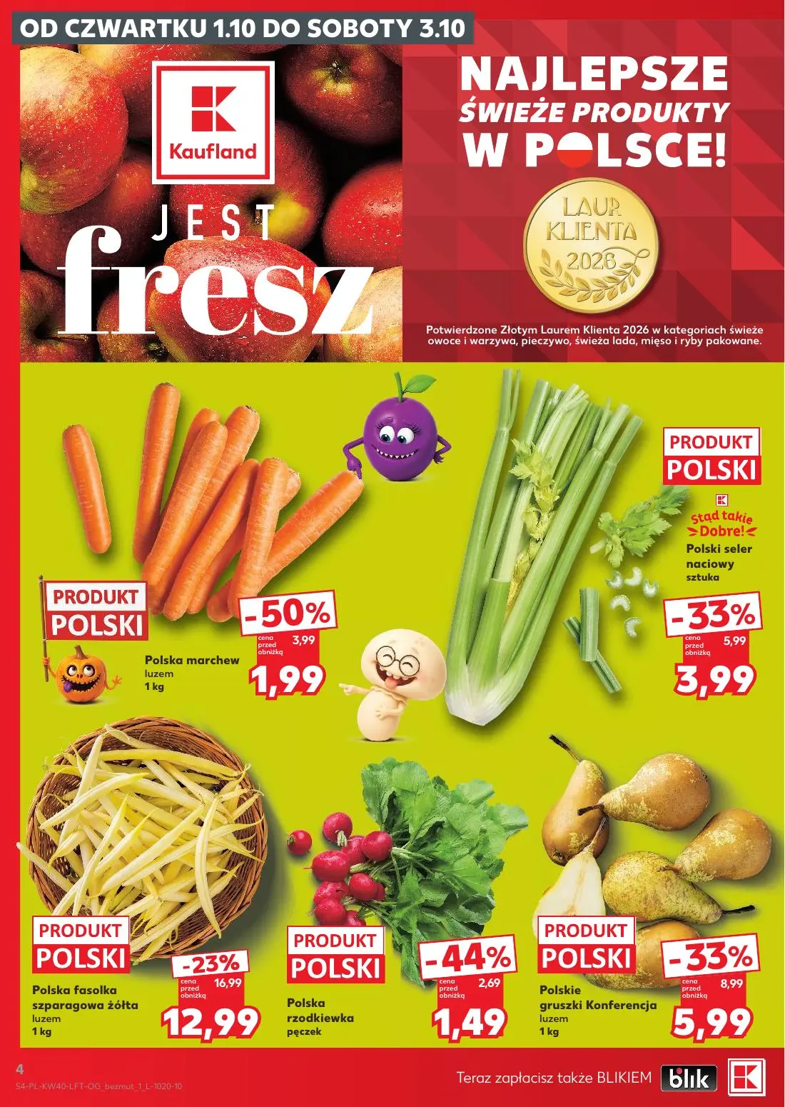 Kaufland gazetka, strona 4 z 67 — Polska fasolka szparagowa żółta, Polskie gruszki Konferencja, Polska marchew