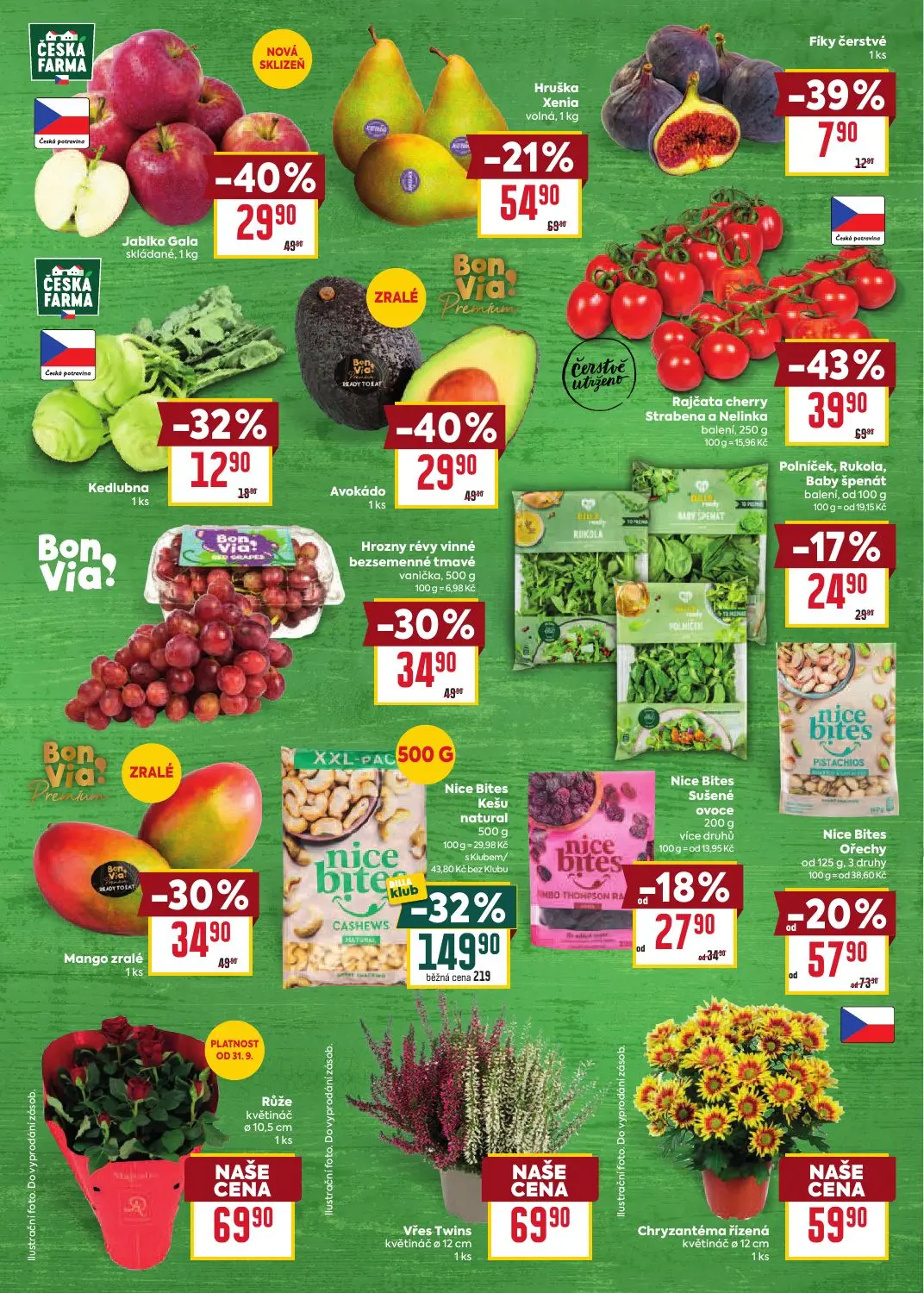 Billa leták, strana 5 z 36 — Nice Bites Kešu natural, Rajčata cherry Strabena a Nelinka balení, Jablko Gala skládané
