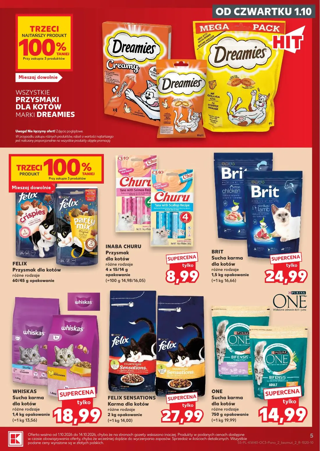Kaufland gazetka, strona 5 z 18 — INABA CHURU Przysmak dla kotów, BRIT Sucha karma dla kotów, WHISKAS Sucha karma dla kotów