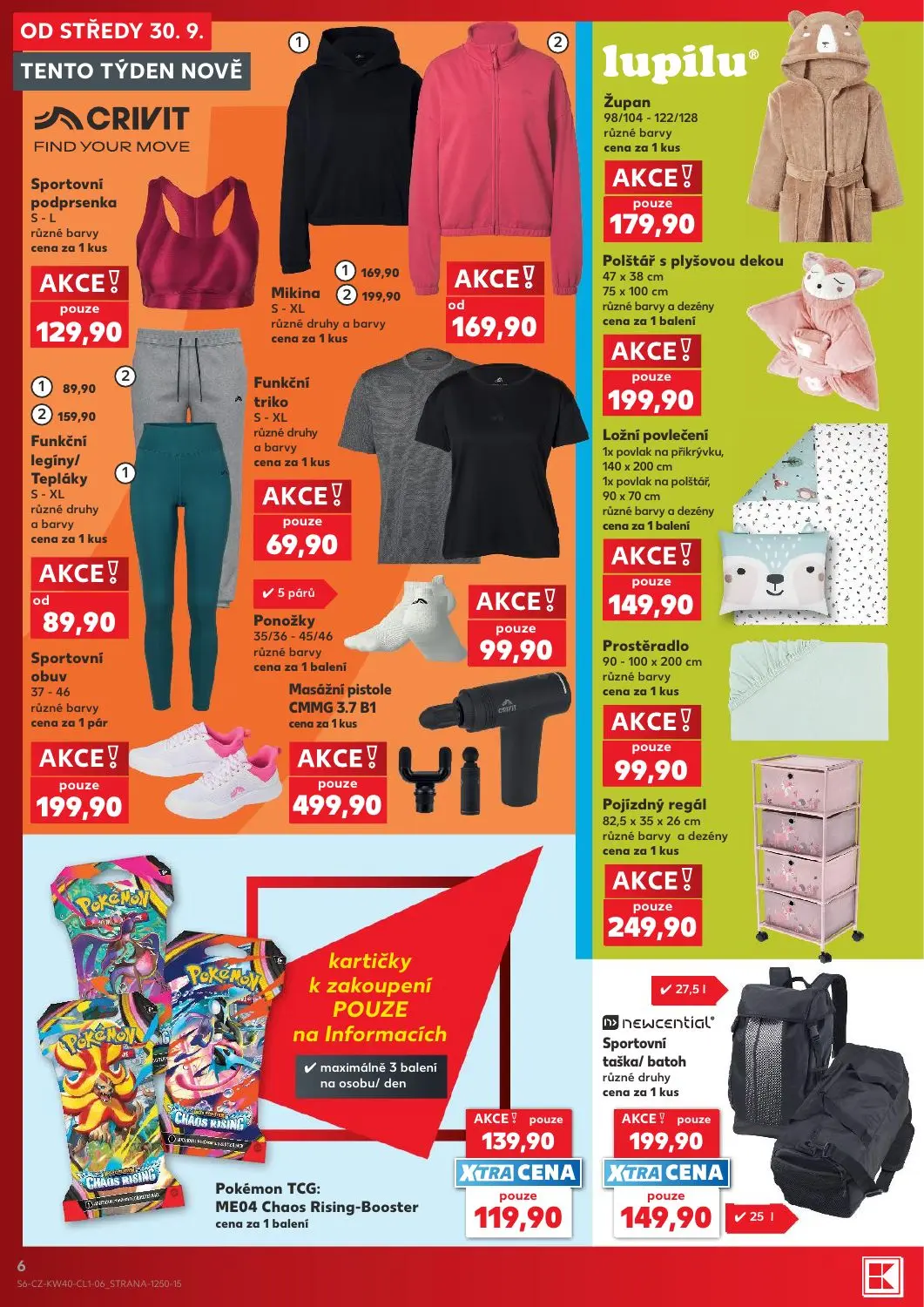 Kaufland leták, strana 6 z 8 — Funkční legíny/ Tepláky, Sportovní taška/ batoh, Mikina