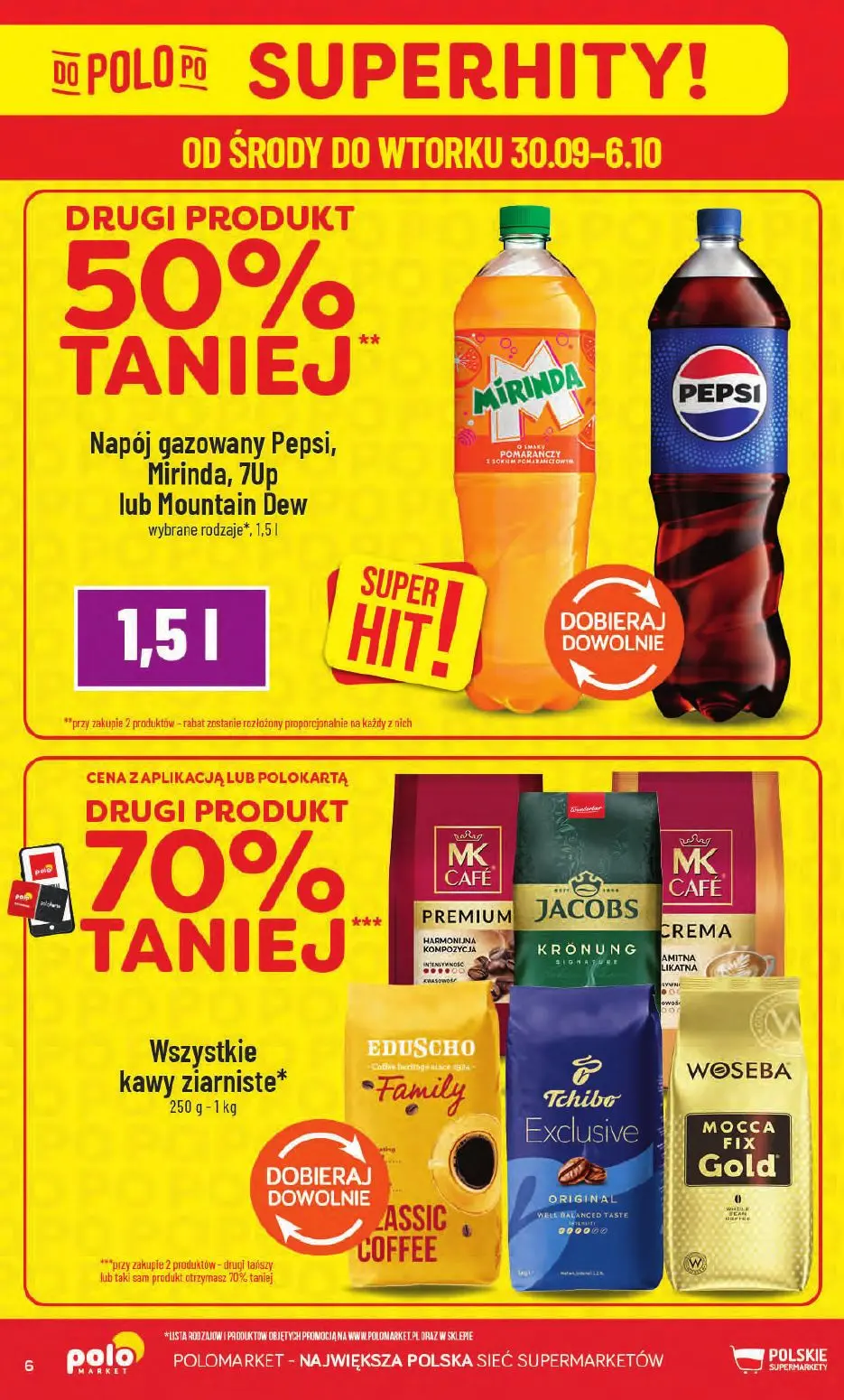 POLOmarket gazetka, strona 6 z 66 — Napój gazowany Pepsi, Mirinda, 7Up lub Mountain Dew