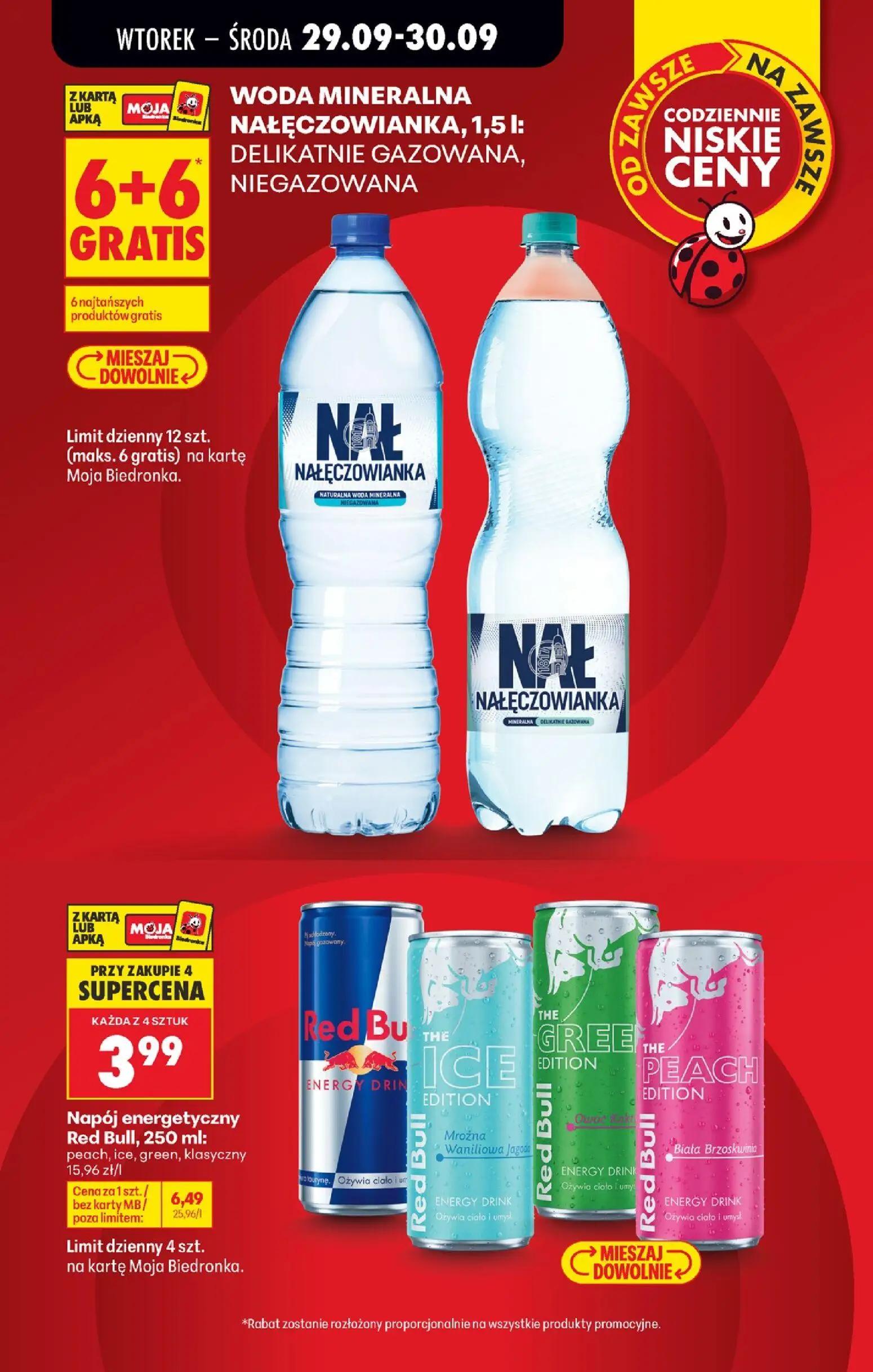 Biedronka gazetka, strona 4 z 6 — Napój energetyczny Red Bull, 250 ml: peach, ice, green, klasyczny