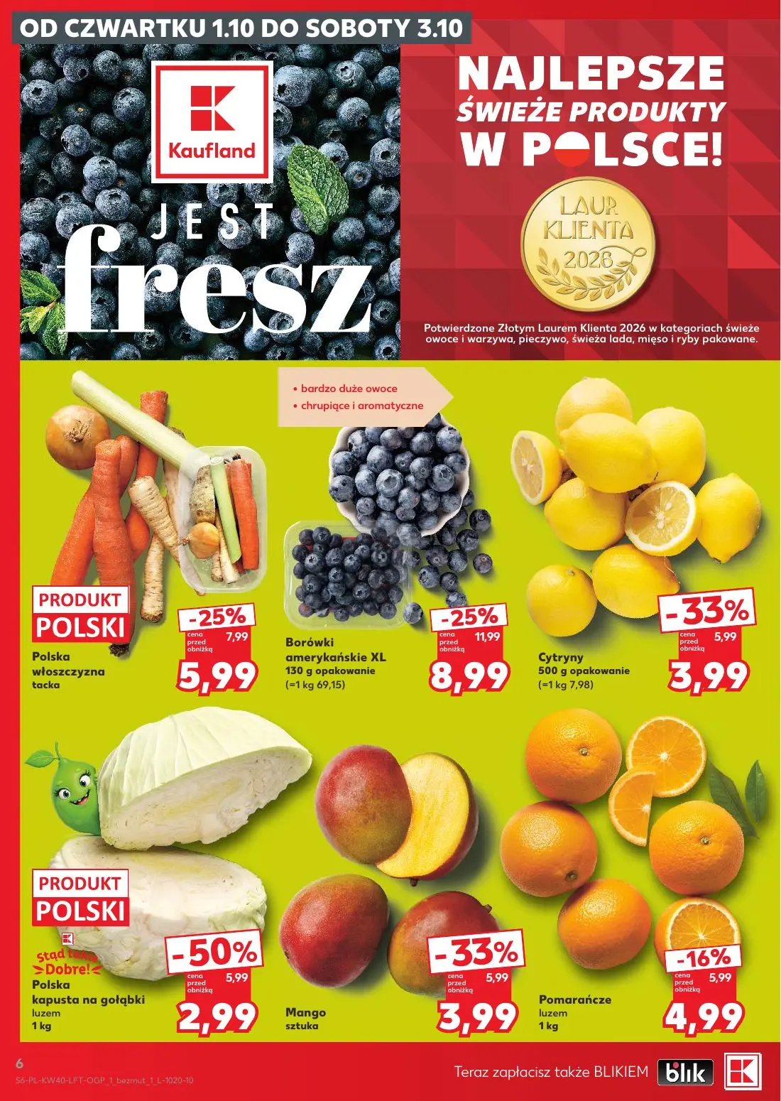 Kaufland gazetka, strona 6 z 67 — Borówki amerykańskie XL, Polska kapusta na gołąbki luzem, Polska włoszczyzna tacka