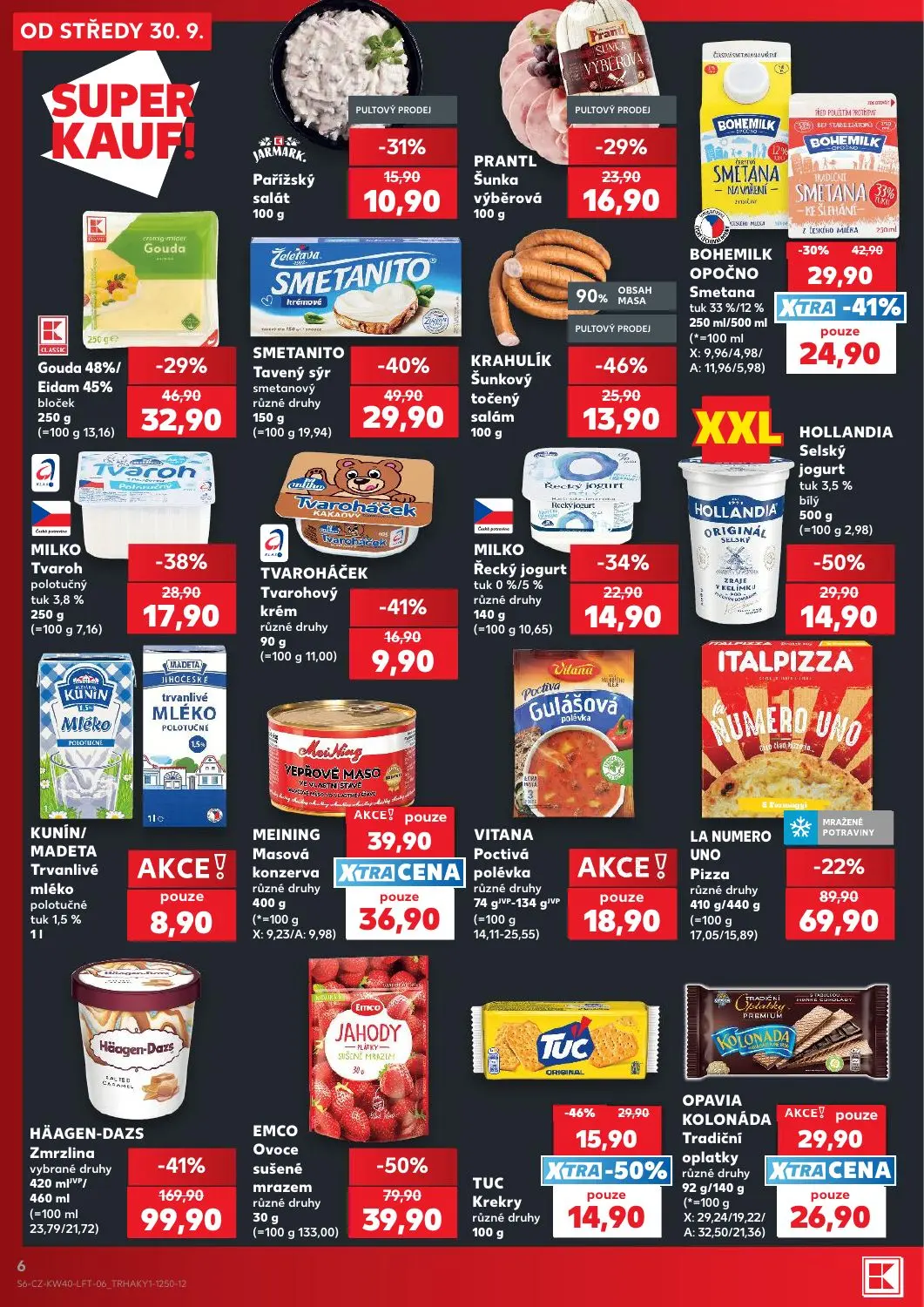 Kaufland leták, strana 6 z 54 — Zmrzlina vybrané druhy, Ovoce sušené mrazem různé druhy, Smetanito Tavený sýr smetanový různ…