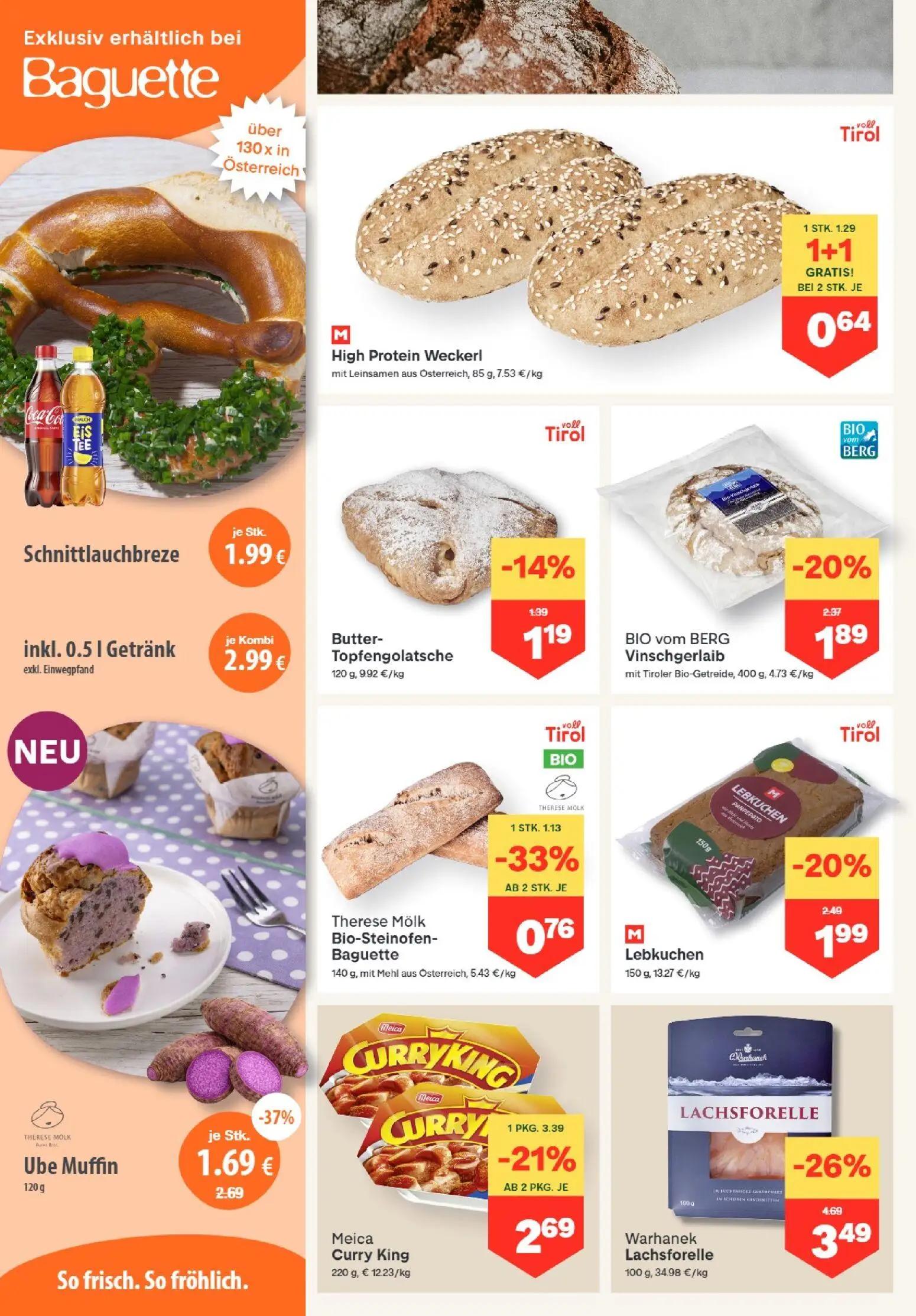 MPREIS Prospekt, Seite 4 von 15 — Warhanek Lachsforelle, Ube Muffin, Meica Curry King