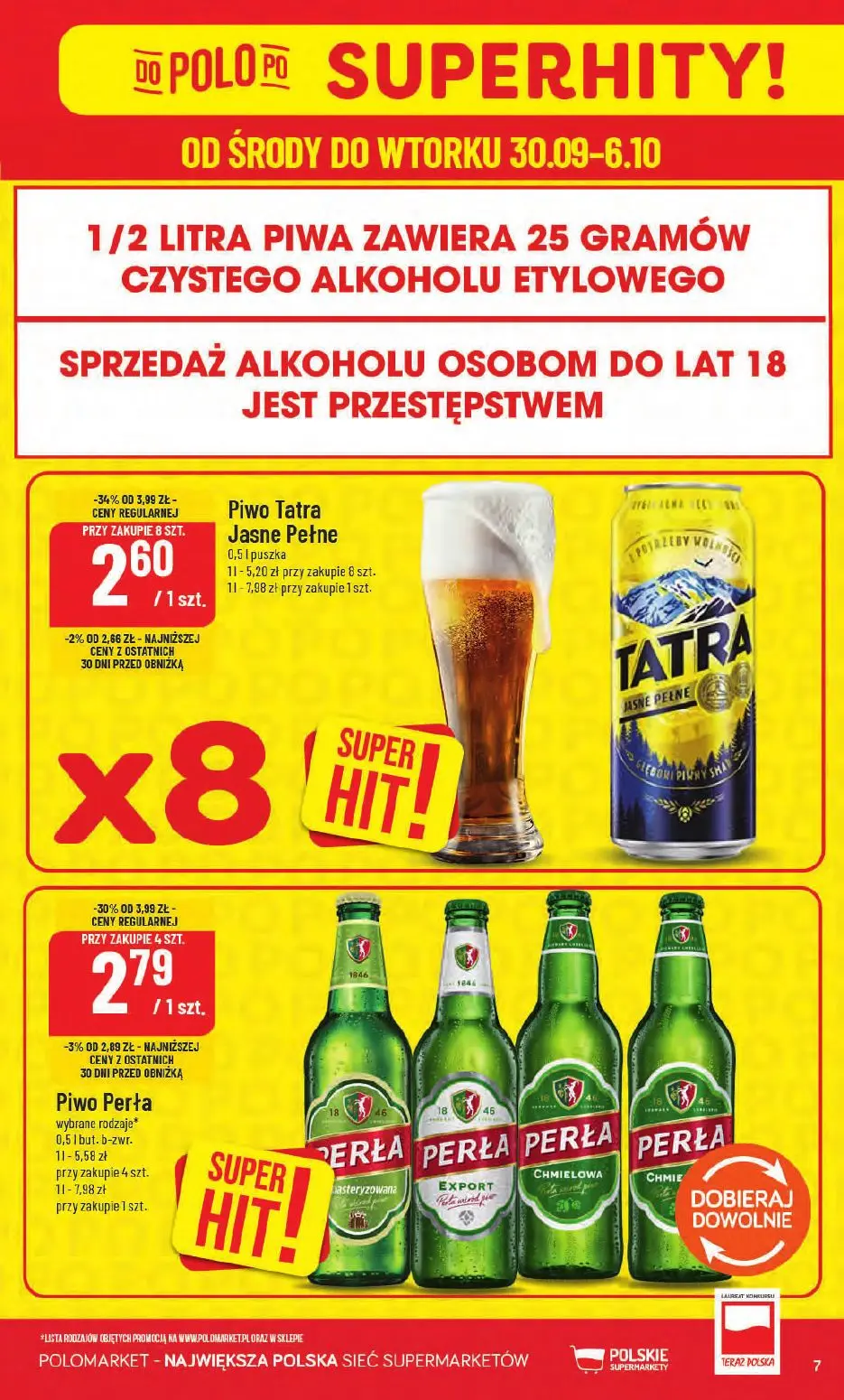 POLOmarket gazetka, strona 7 z 66 — Piwo Tatra Jasne Pełne, Piwo Perła