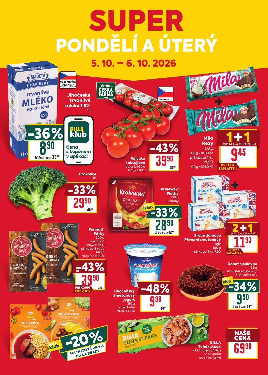 Billa leták, strana 8 z 8 — Rajčata koktejlová balení, Ponnath Párky, Brokolice