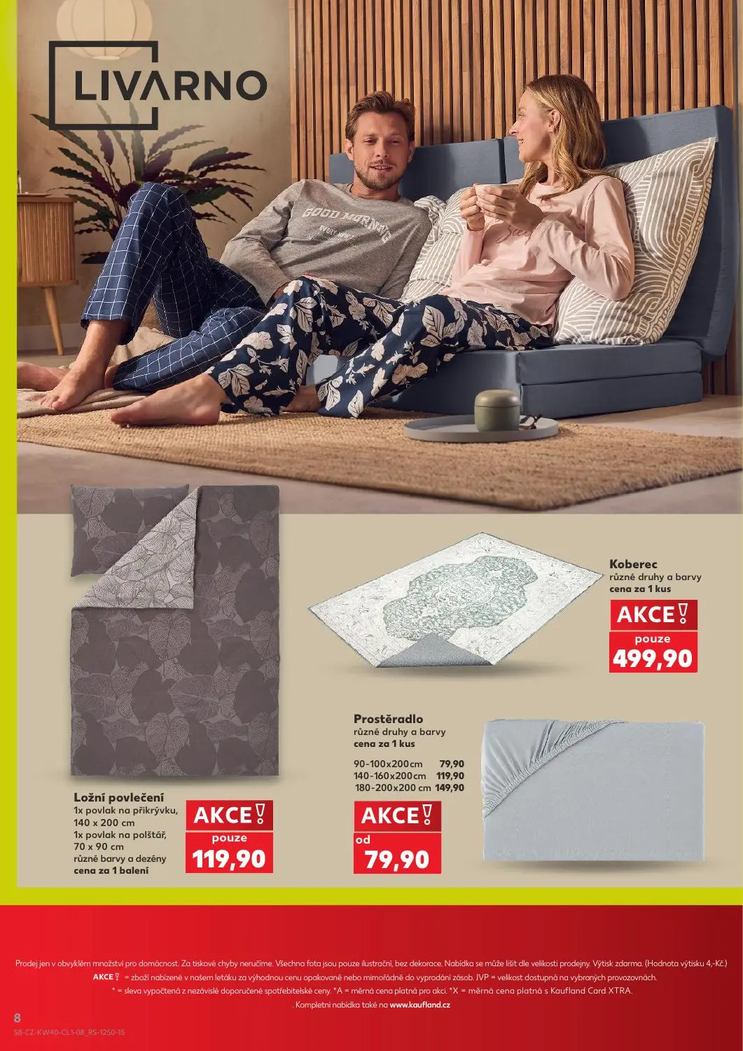 Kaufland leták, strana 8 z 8 — Prostěradlo, Ložní povlečení, Koberec