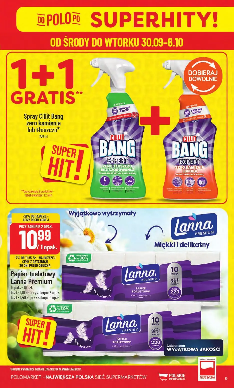 POLOmarket gazetka, strona 9 z 66 — Papier toaletowy Lanna Premium, Spray Cillit Bang zero kamienia lub tłuszczu