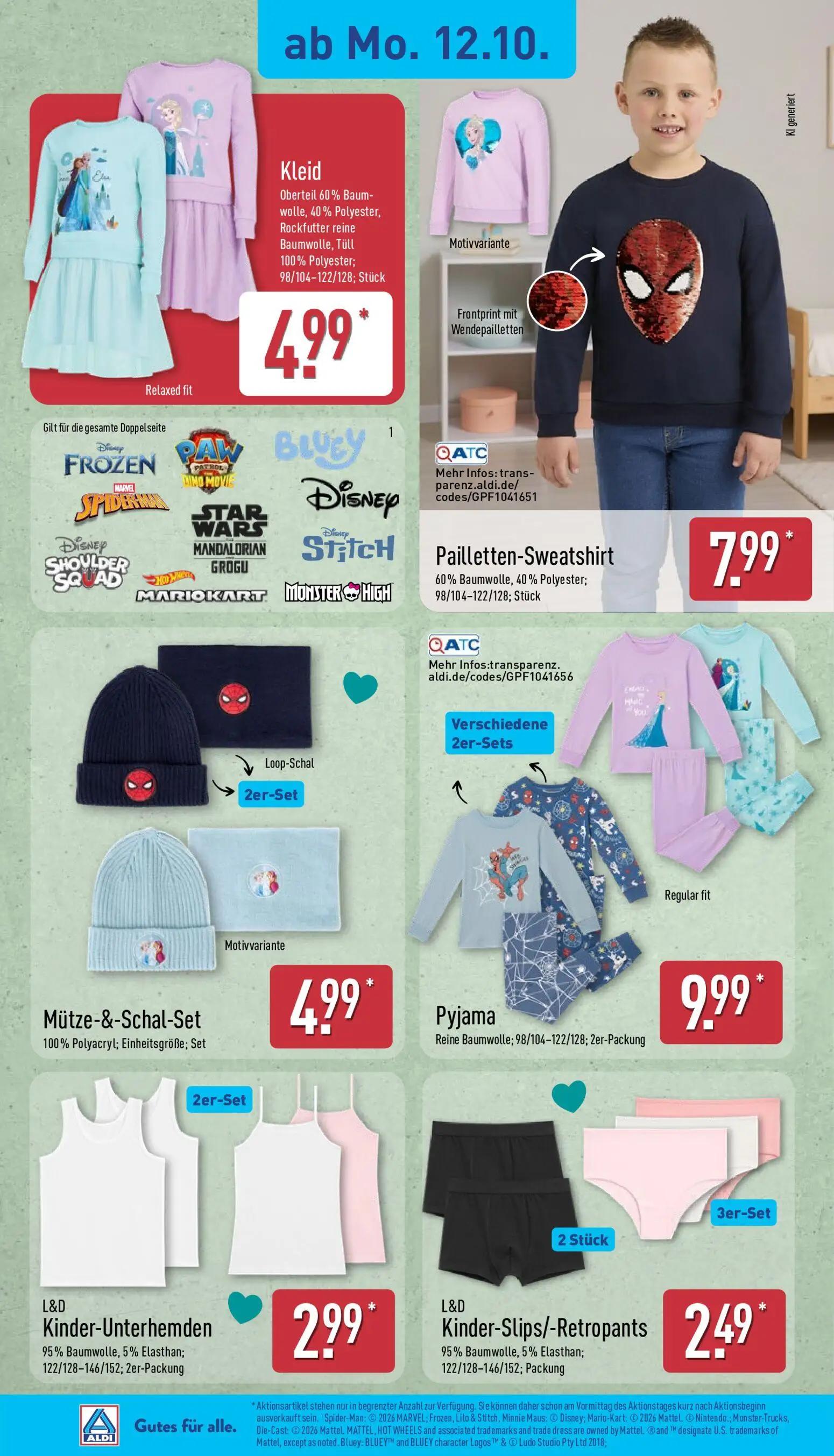 Aldi Nord Prospekt, Seite 3 von 15 — Kleid, Pailletten-Sweatshirt, Mütze-&-Schal-Set
