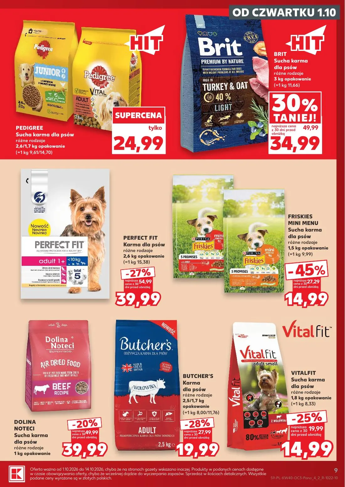 Kaufland gazetka, strona 9 z 18 — BRIT Sucha karma dla psów różne rodzaje, PERFECT FIT Karma dla psów różne rodzaje, FRISKIE…