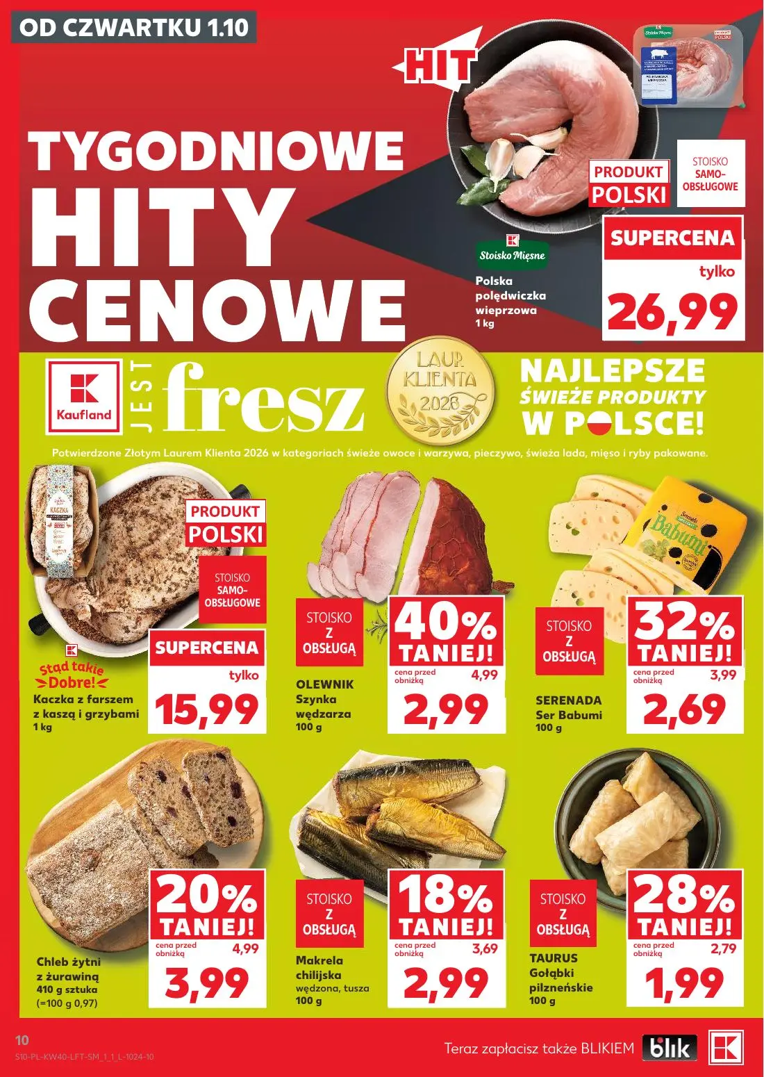 Kaufland gazetka, strona 10 z 67 — OLEWNIK Szynka wędzarza, SERENADA Ser Babumi, Chleb żytni z żurawiną