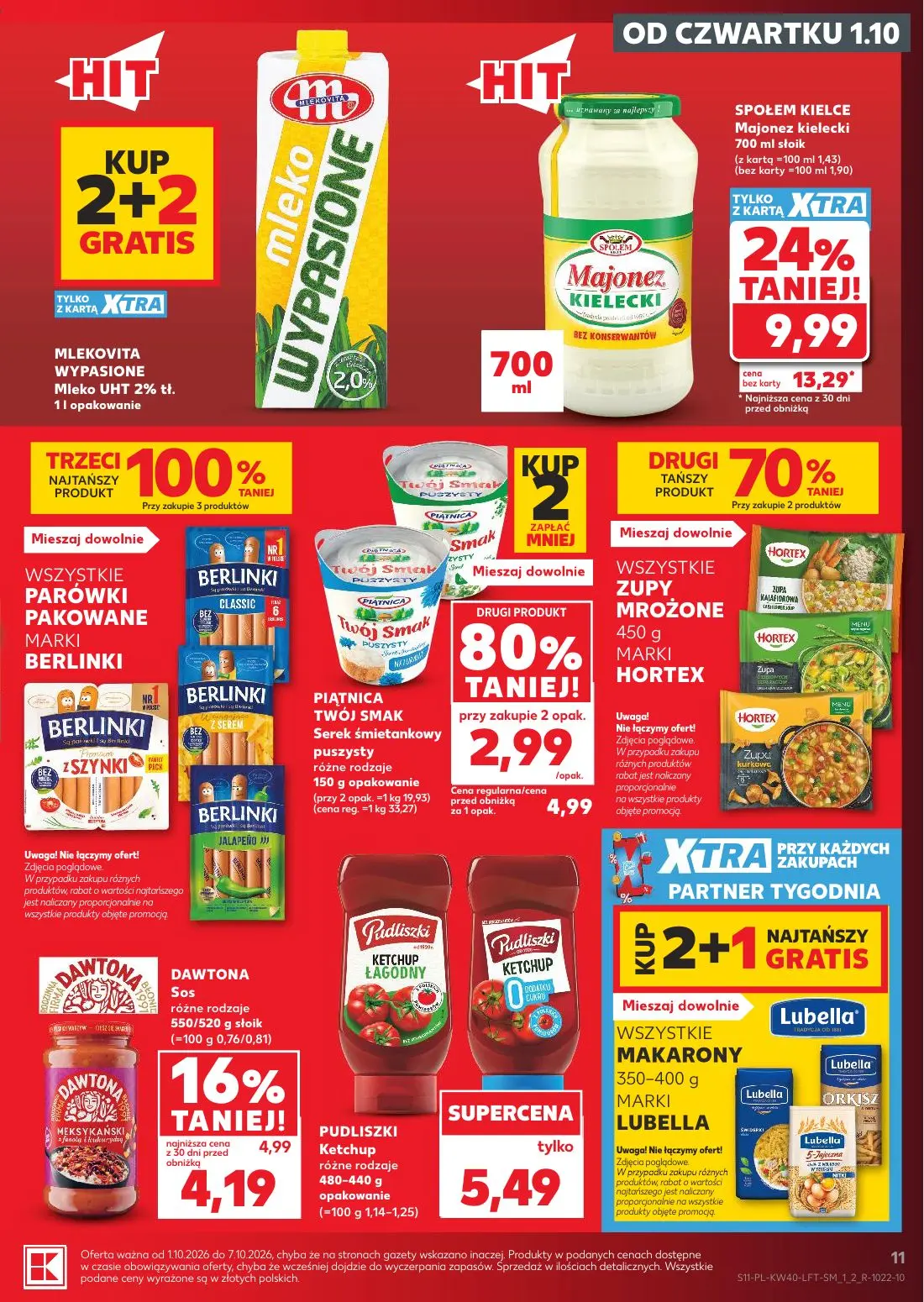 Kaufland gazetka, strona 11 z 67 — SPOŁEM KIELCE Majonez kielecki, PIĄTNICA TWÓJ SMAK Serek śmietankowy puszysty, DAWTONA So…
