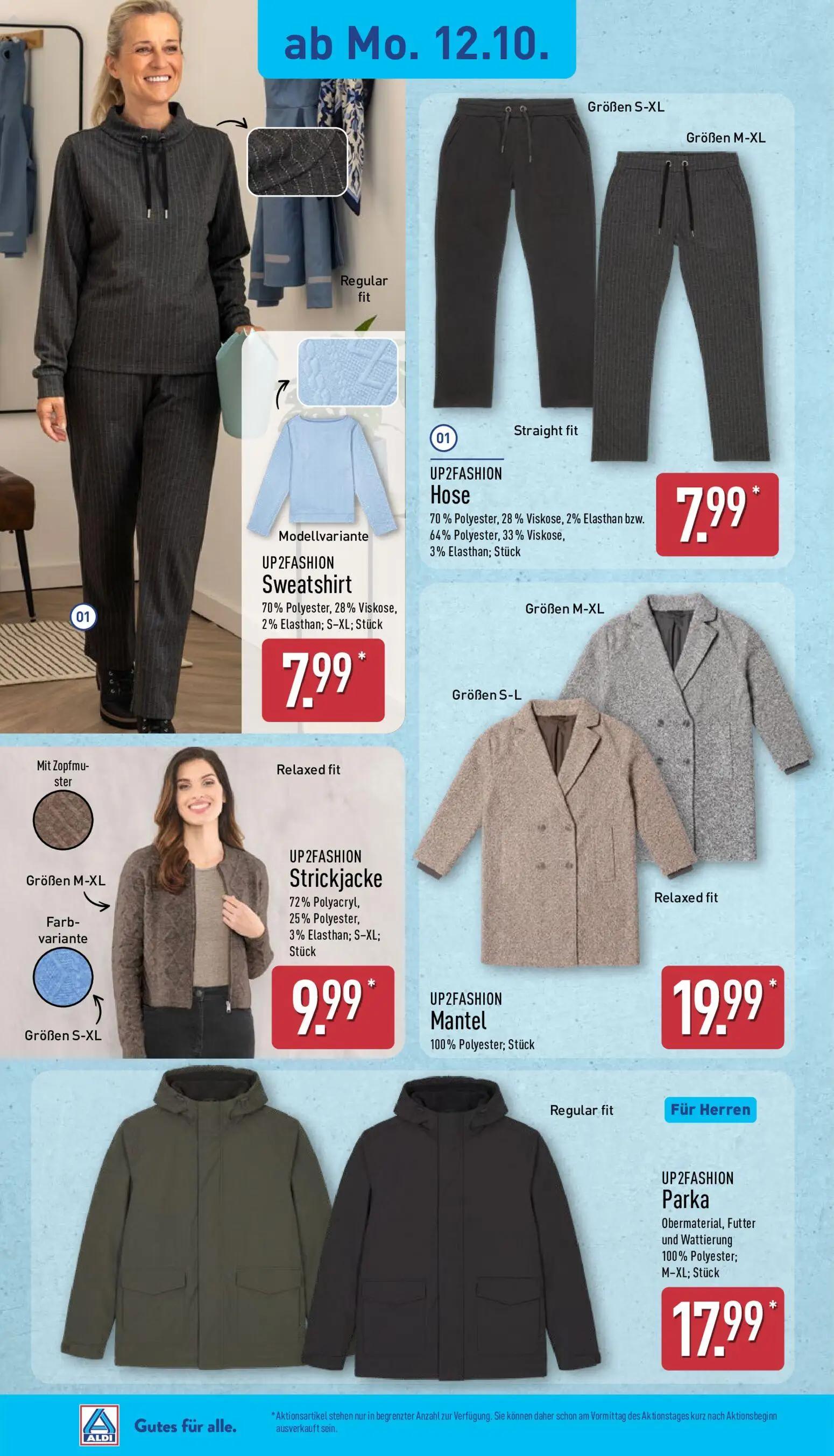 Aldi Nord Prospekt, Seite 5 von 15 — Sweatshirt, Hose, Strickjacke