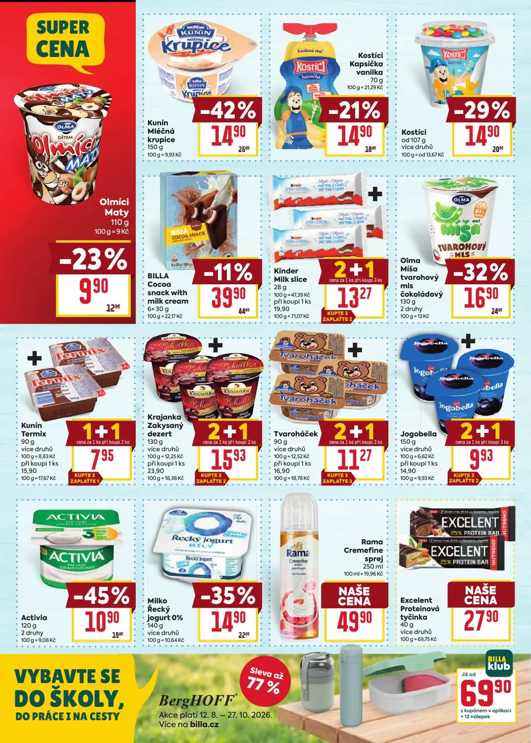Billa leták, strana 12 z 36 — Kunin Mléčná krupice, Activia, Olma Míša tvarohový mls čokoládový