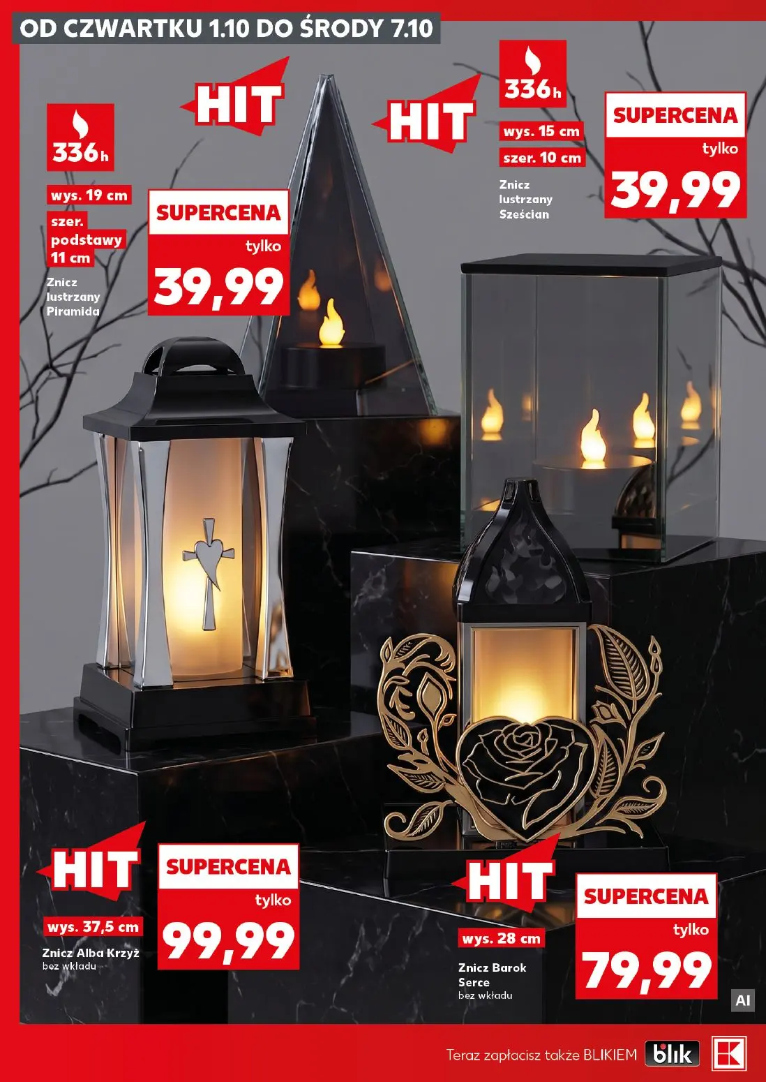 Kaufland gazetka, strona 12 z 20 — Znicz lustrzany Piramida, Znicz lustrzany Sześcian, Znicz Alba Krzyż bez wkładu