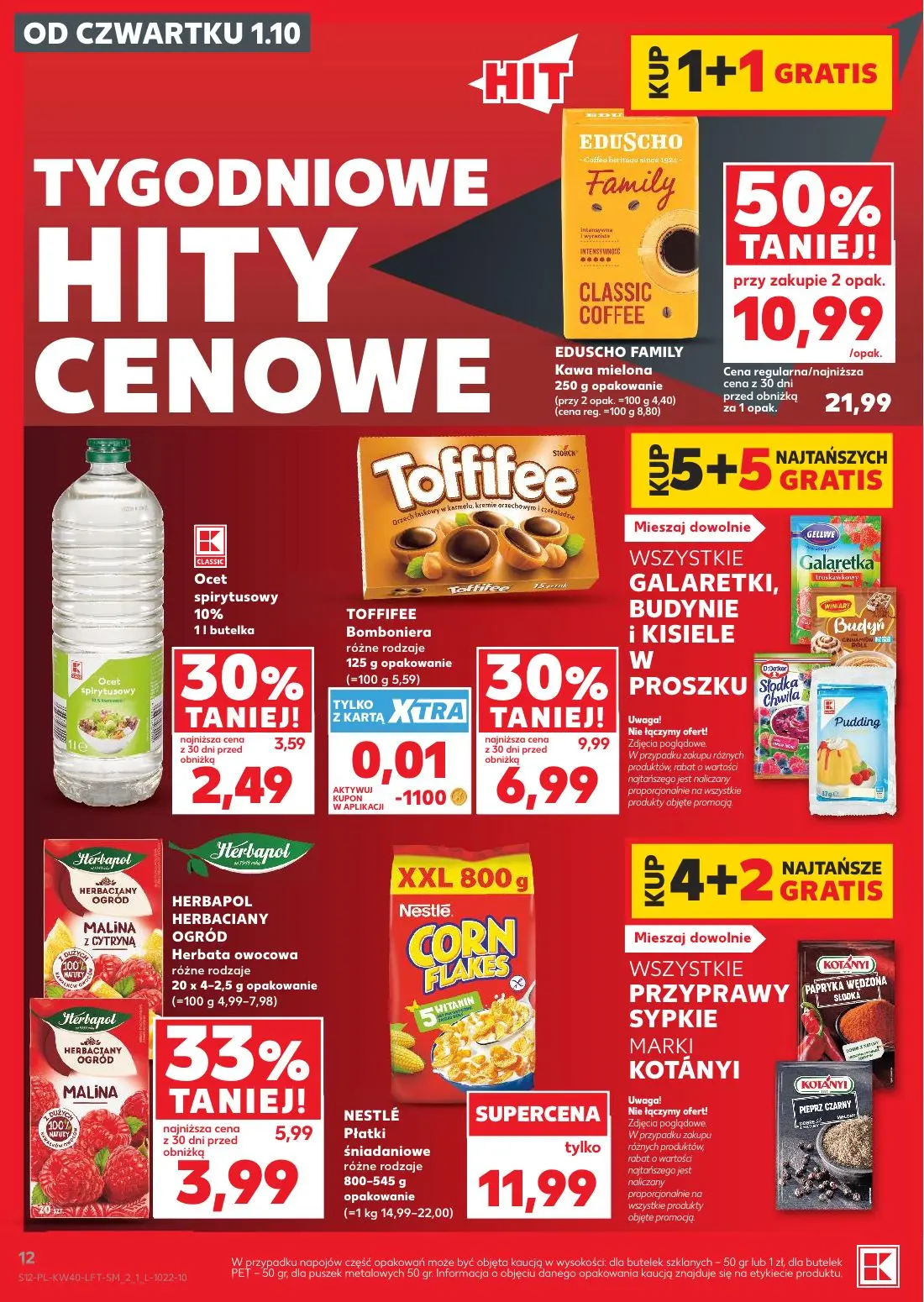 Kaufland gazetka, strona 12 z 67 — EDUSCHO FAMILY Kawa mielona, HERBAPOL HERBACIANY OGRÓD Herbata owocowa, Ocet spirytusowy