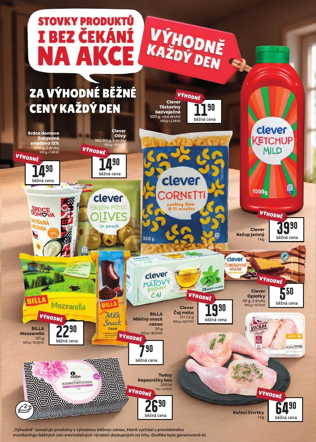 Billa leták, strana 13 z 36 — Srdce domova Zakysaná smetana 12%, Clever Olivy, Clever Těstoviny bezvaječné