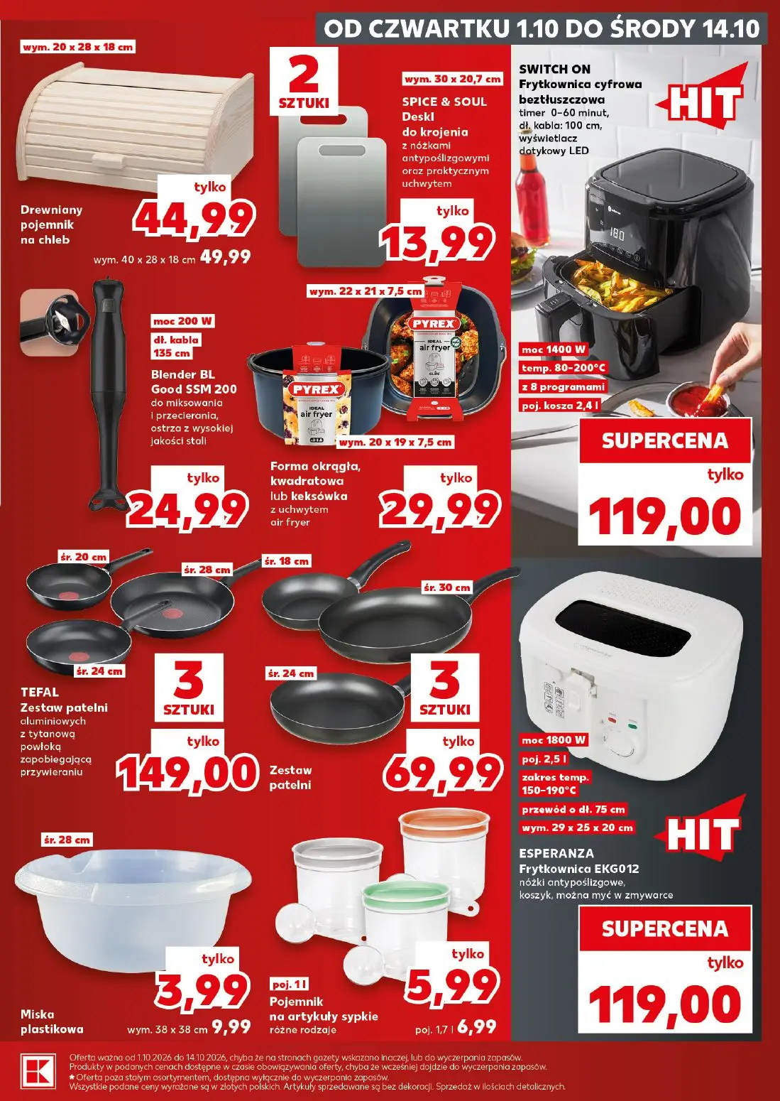 Kaufland gazetka, strona 13 z 18 — Miska plastikowa, Drewniany pojemnik na chleb, Pojemnik na artykuły sypkie