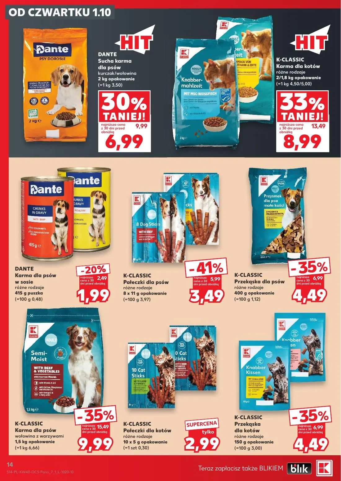 Kaufland gazetka, strona 14 z 18 — K-CLASSIC Karma dla psów wołowina z warzywami, K-CLASSIC Karma dla kotów różne rodzaje, D…