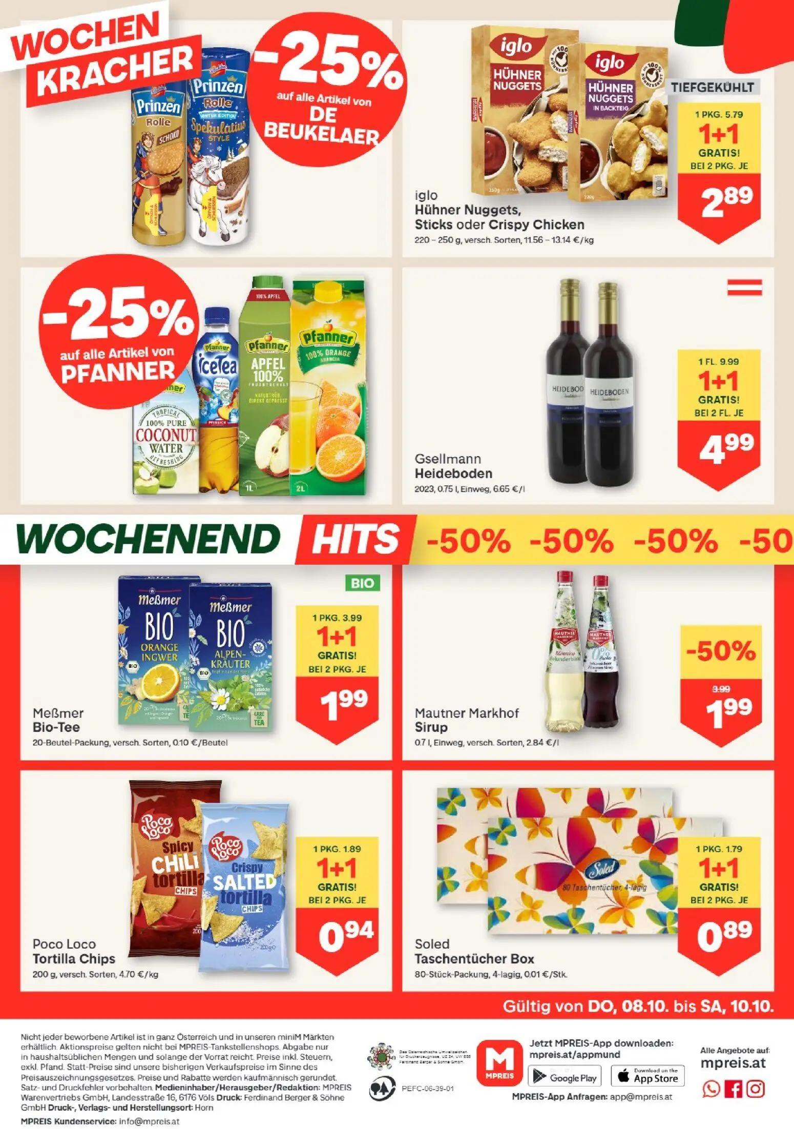 MPREIS Prospekt, Seite 12 von 15 — Gsellmann Heideboden, iglo Hühner Nuggets, Sticks oder Crispy Chicken, Meßmer Bio-Tee